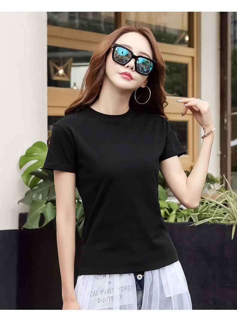 Women Blue Slim Fit T-Shirt Summer Wear — feature 47