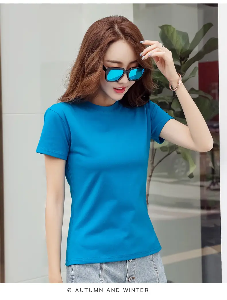 Women Blue Slim Fit T-Shirt Summer Wear — feature 59