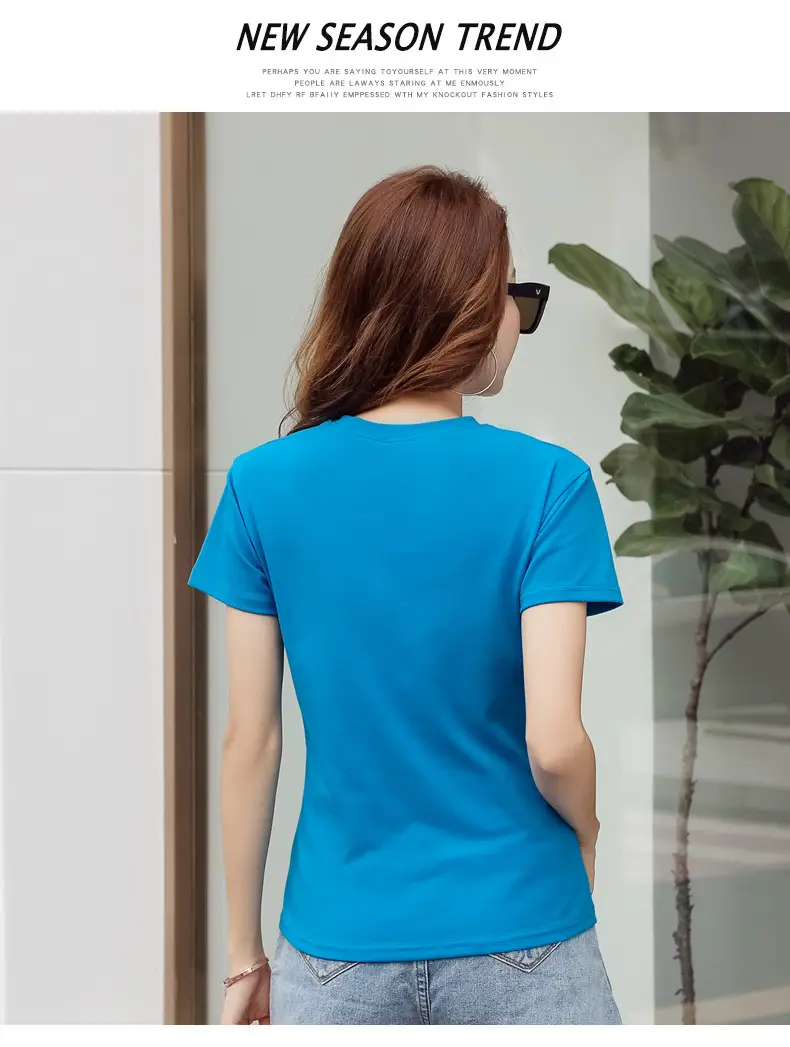 Women Blue Slim Fit T-Shirt Summer Wear — feature 61