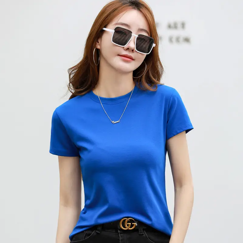 Women Blue Slim Fit T-Shirt Summer Wear - Image 5