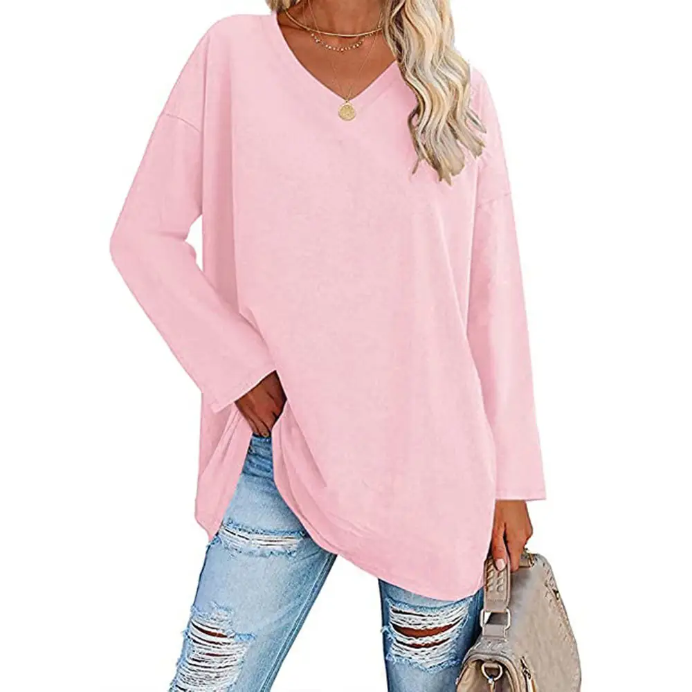 European American Oversized Women T-Shirt 2022 Multi Color V Neck - Image 6