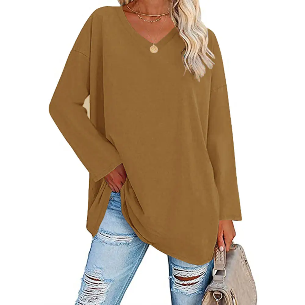 European American Oversized Women T-Shirt 2022 Multi Color V Neck - Image 10