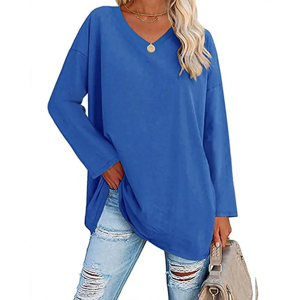 European American Oversized Women T-Shirt 2022 Multi Color V Neck - Image 11