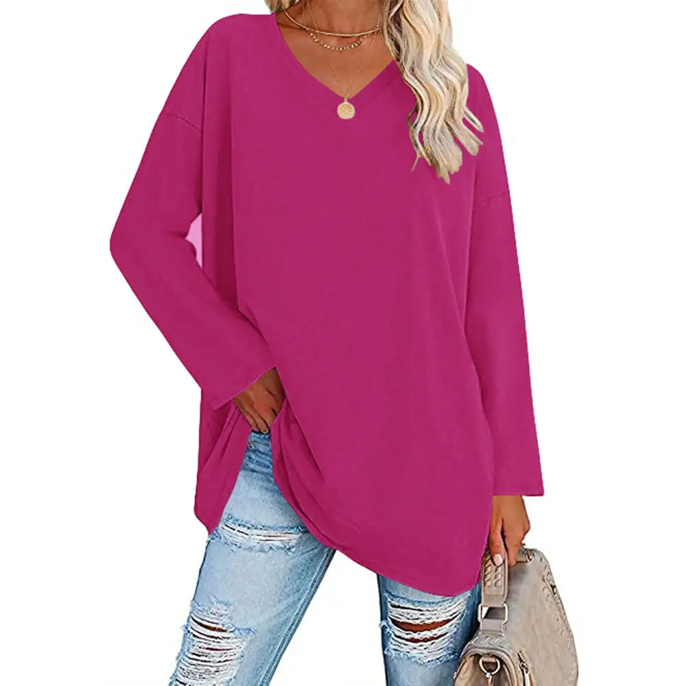 European American Oversized Women T-Shirt 2022 Multi Color V Neck - Image 13