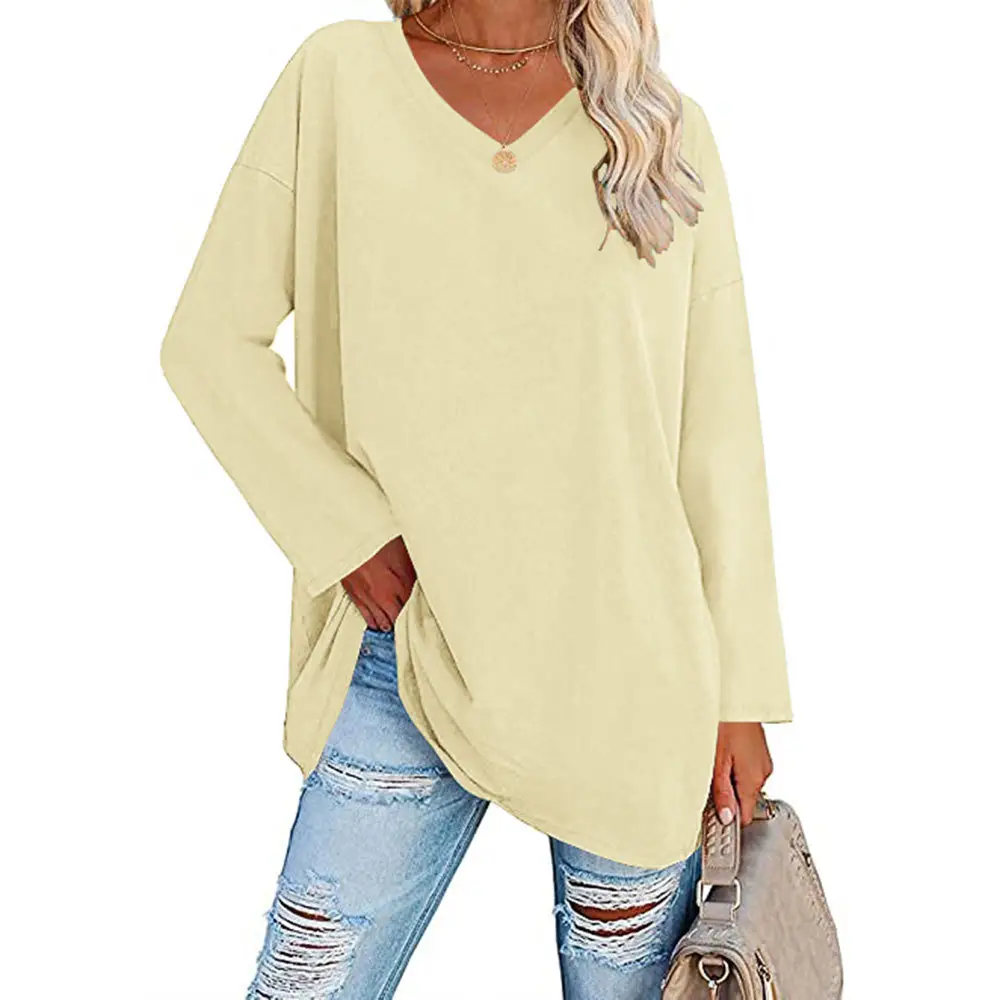 European American Oversized Women T-Shirt 2022 Multi Color V Neck - Image 15