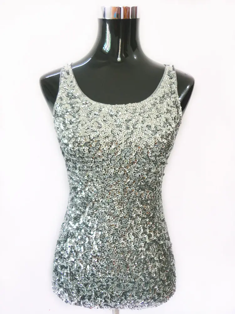 Black Sequined Slim Fit Vest for Women - Image 4