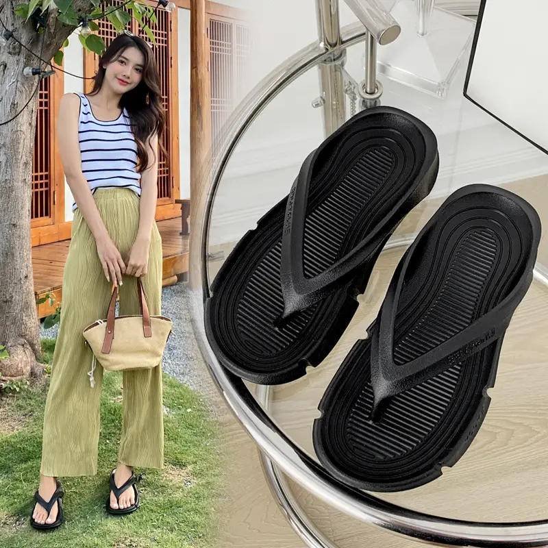Women White Thick Sole Flat Sandals - Image 4