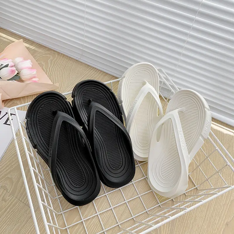 Women White Thick Sole Flat Sandals - Image 6
