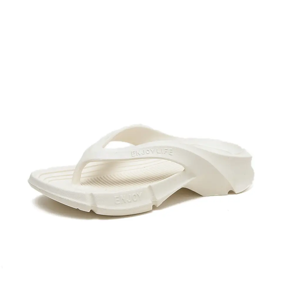 Women White Thick Sole Flat Sandals - Image 7