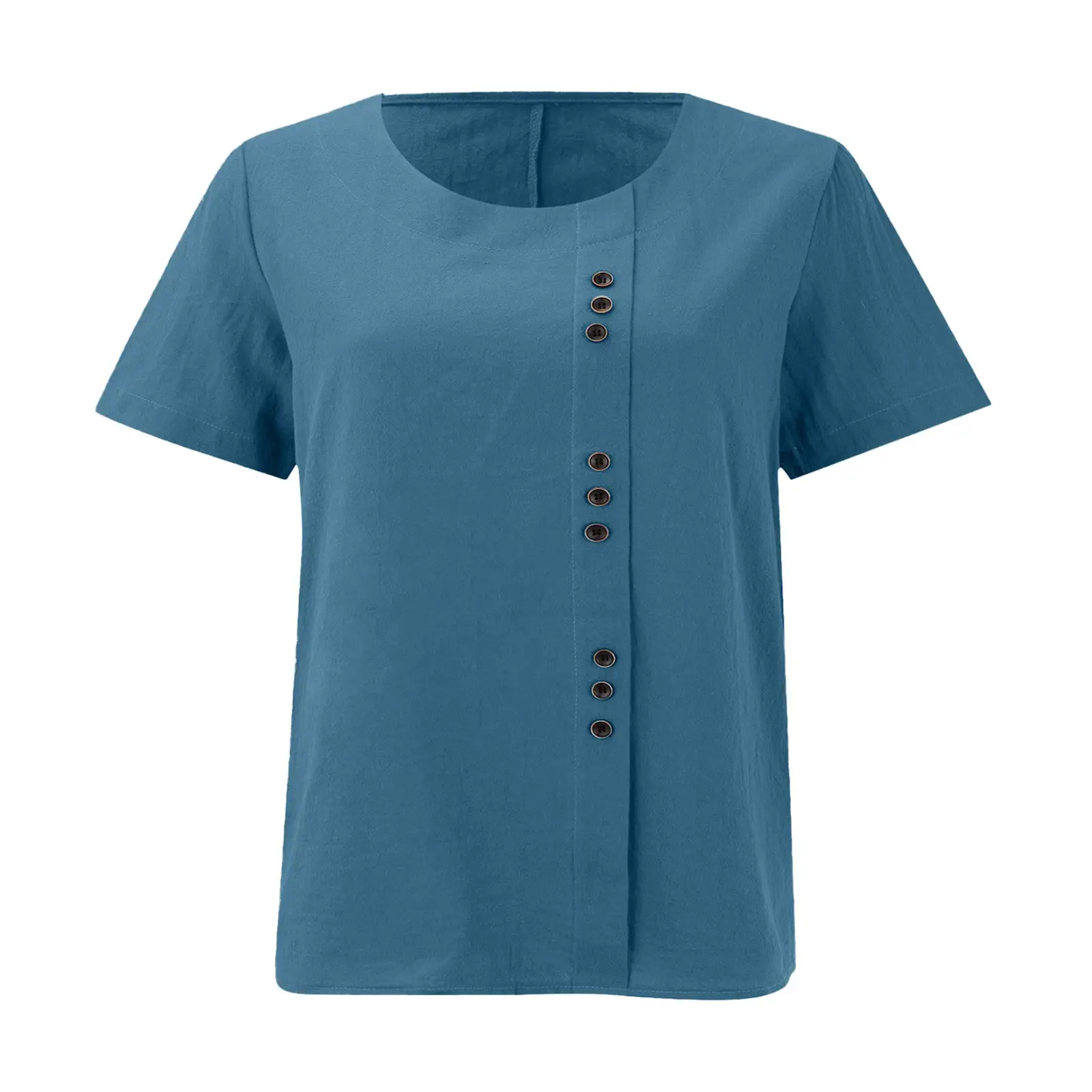 Green Cotton Linen T-Shirt Large Plus Size Casual