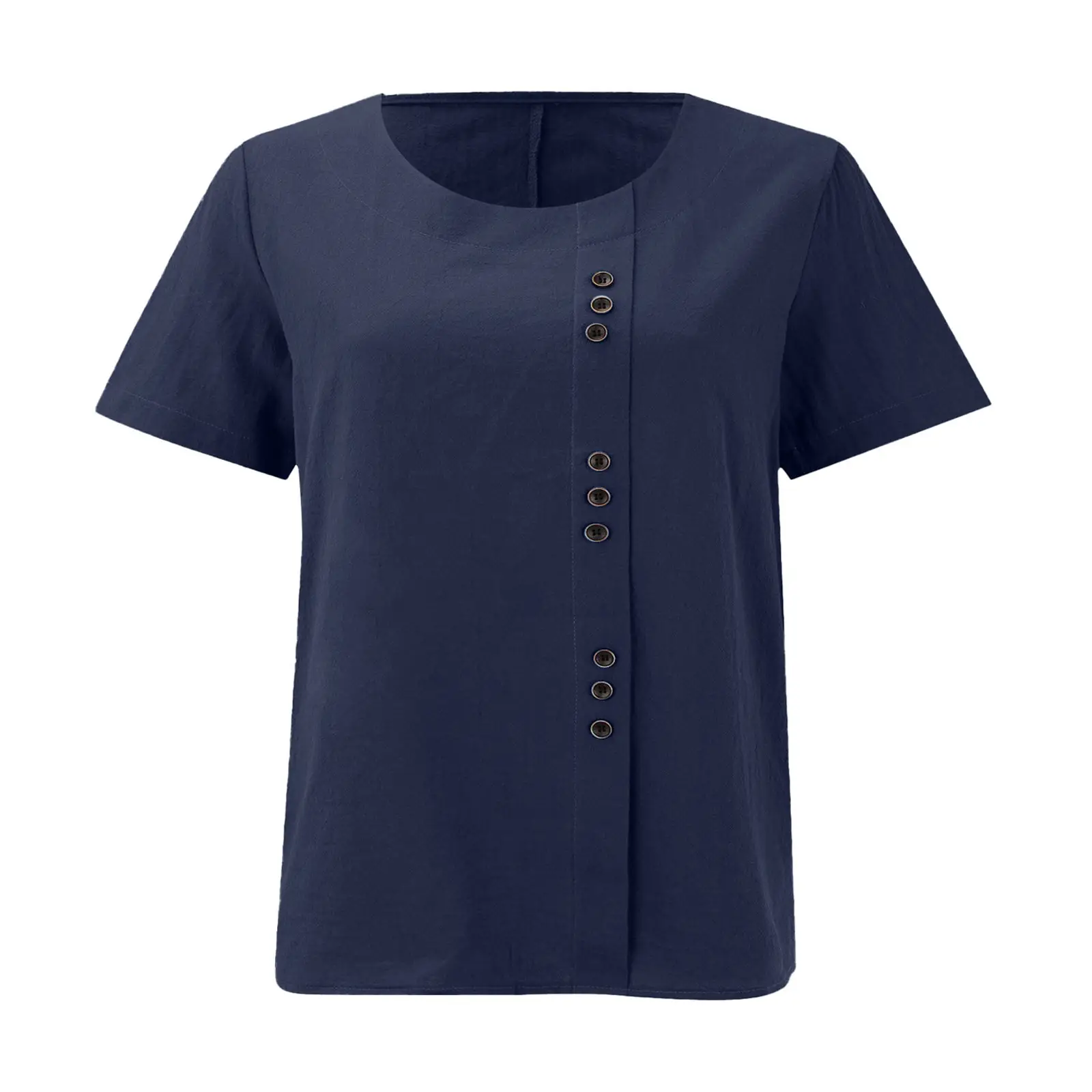 Green Cotton Linen T-Shirt Large Plus Size Casual — feature 18