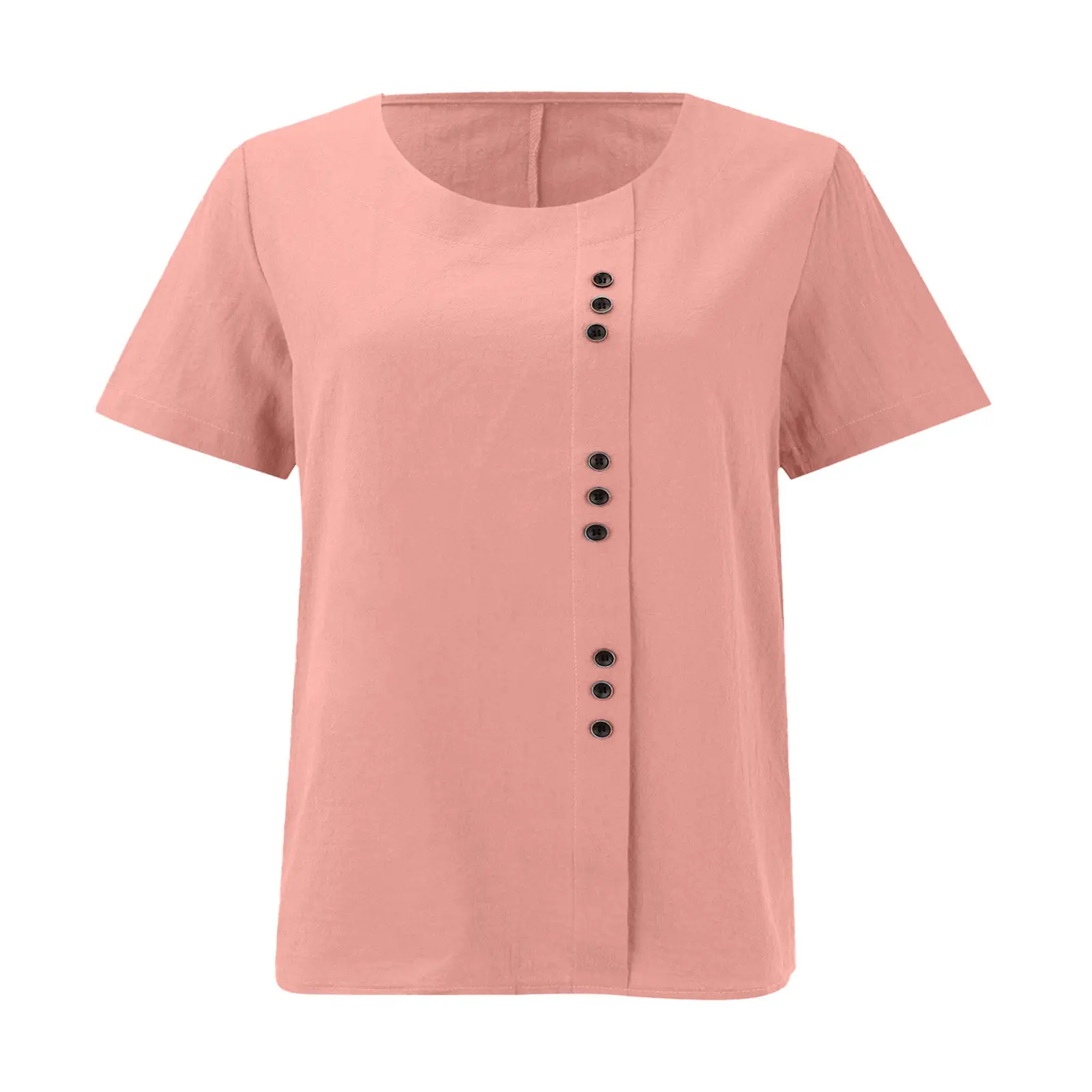 Green Cotton Linen T-Shirt Large Plus Size Casual — feature 19
