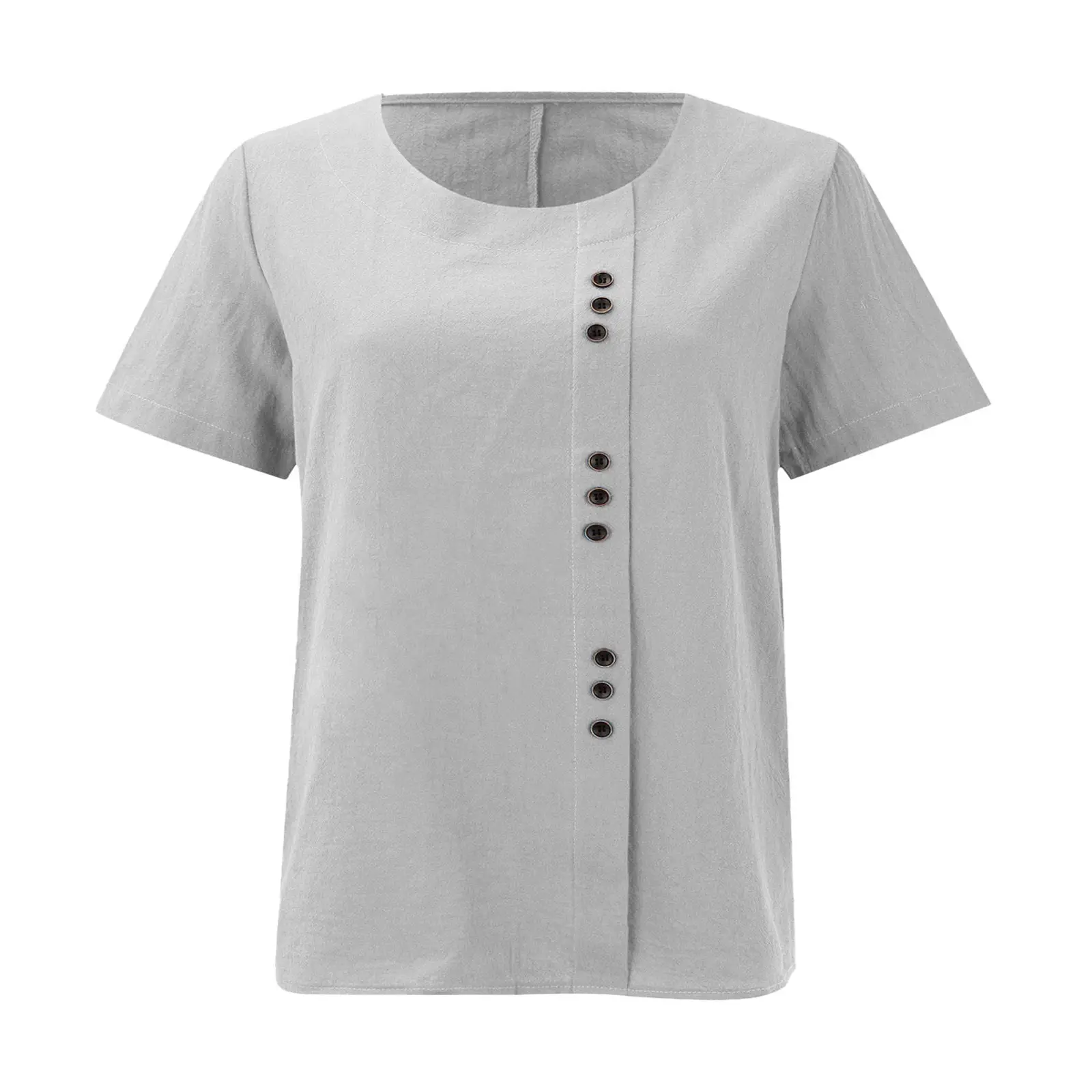 Green Cotton Linen T-Shirt Large Plus Size Casual — feature 21