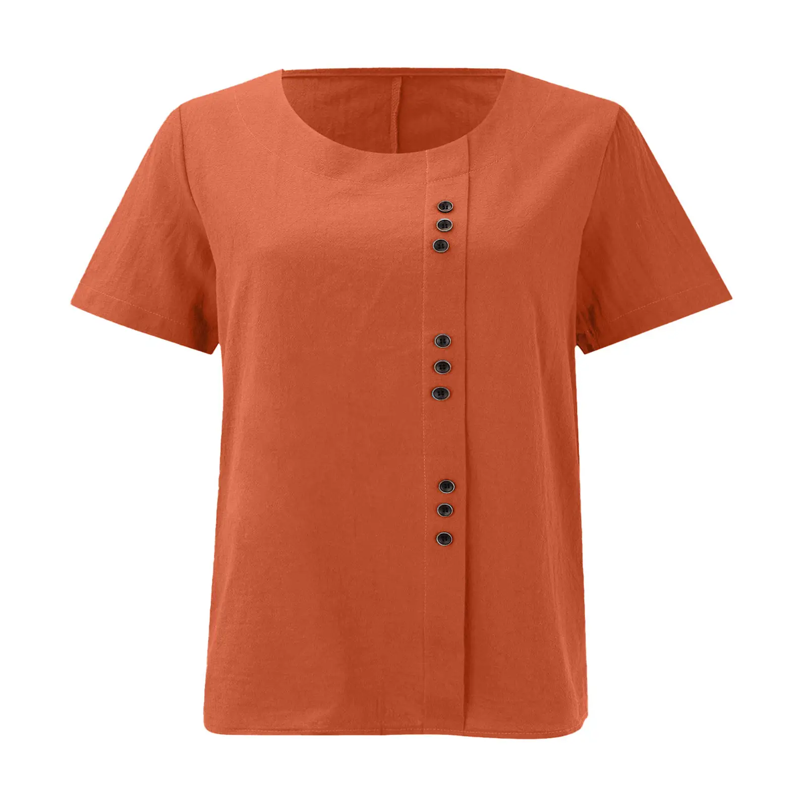 Green Cotton Linen T-Shirt Large Plus Size Casual — feature 24