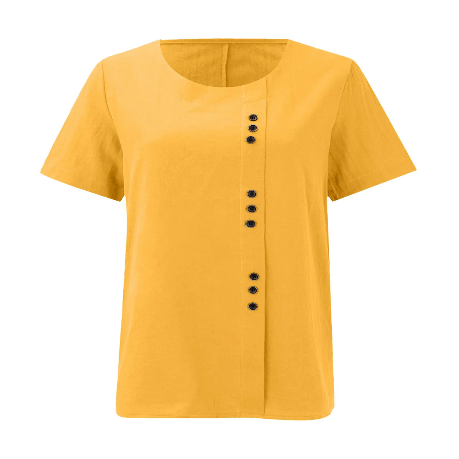 Green Cotton Linen T-Shirt Large Plus Size Casual — feature 26