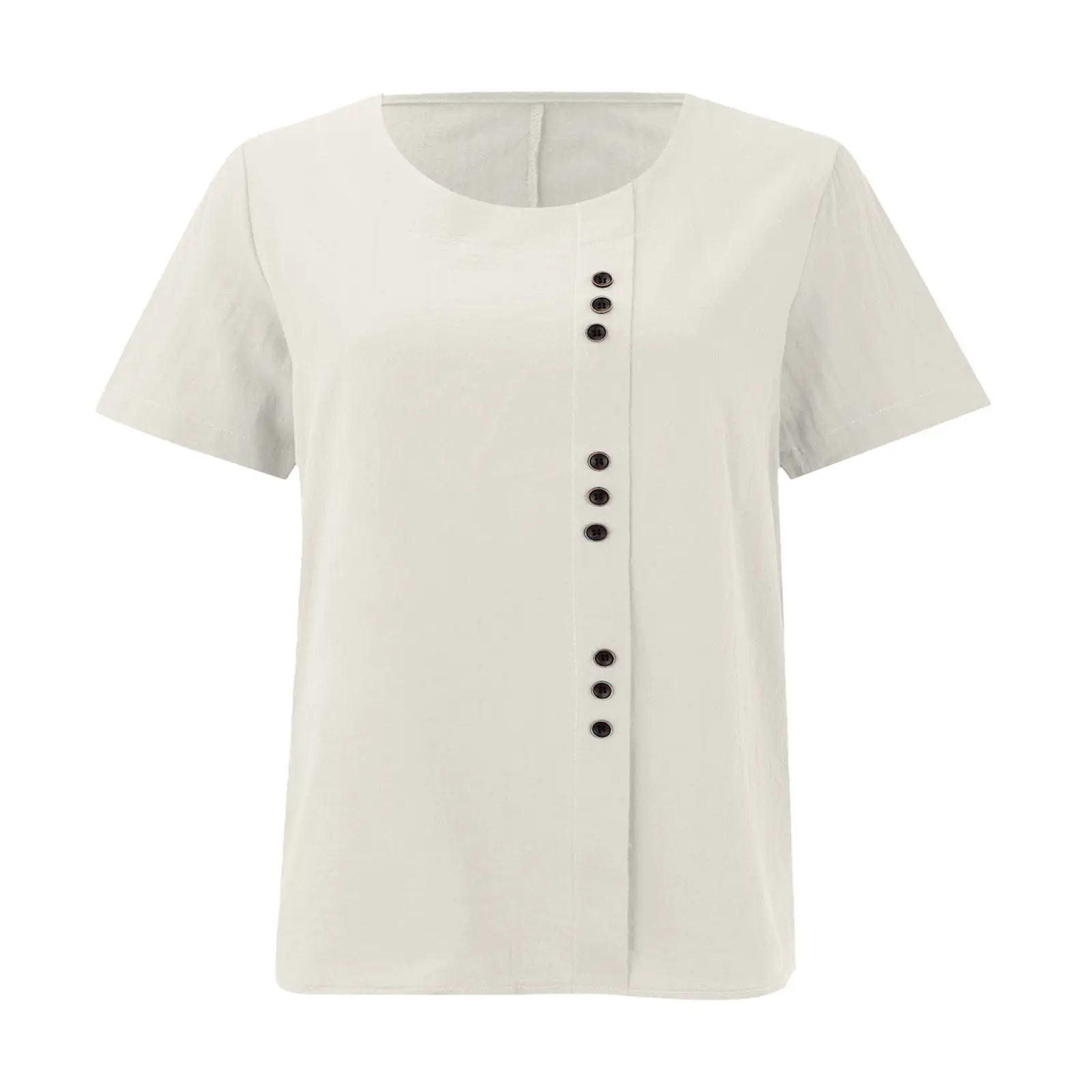 Green Cotton Linen T-Shirt Large Plus Size Casual — feature 27