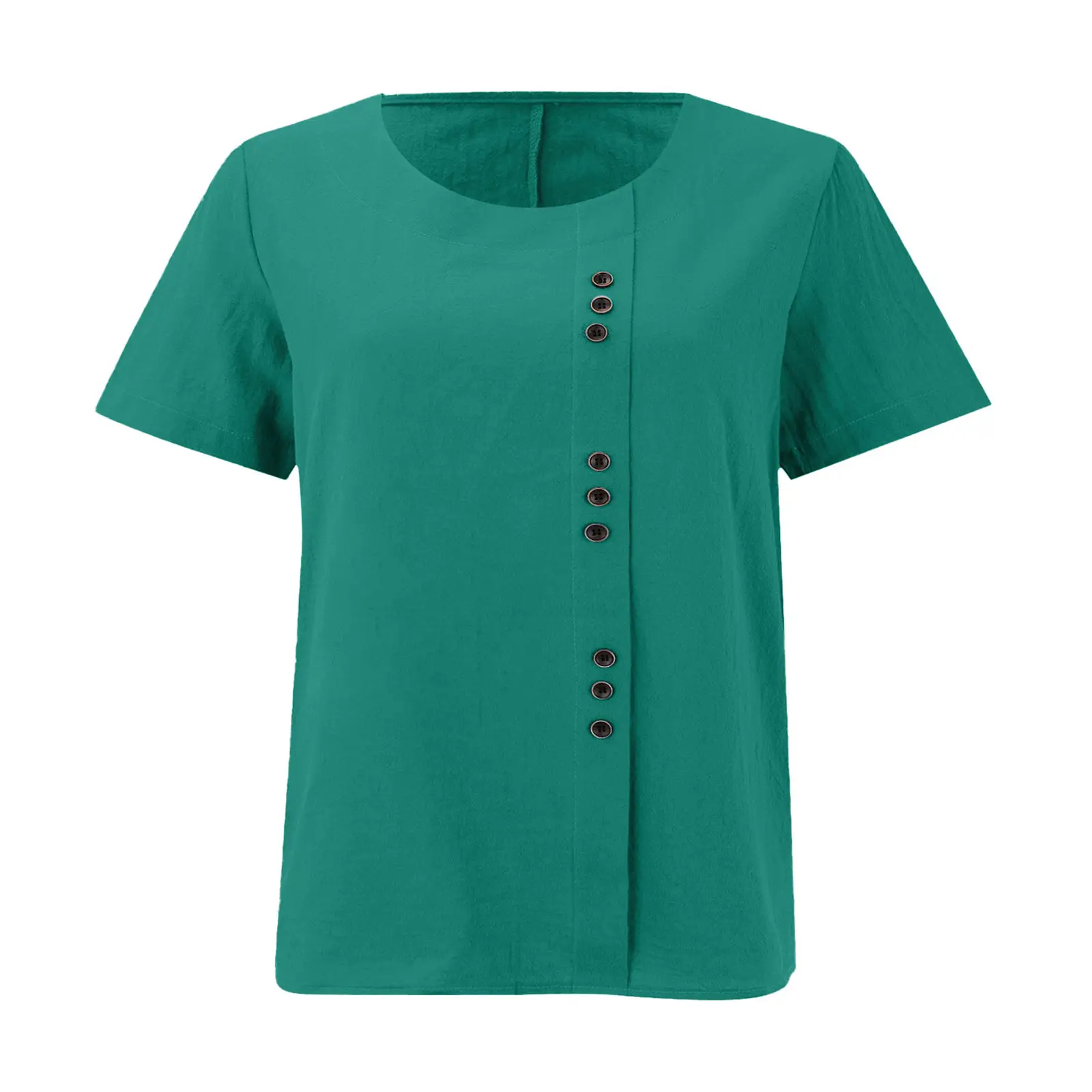 Green Cotton Linen T-Shirt Large Plus Size Casual — feature 29