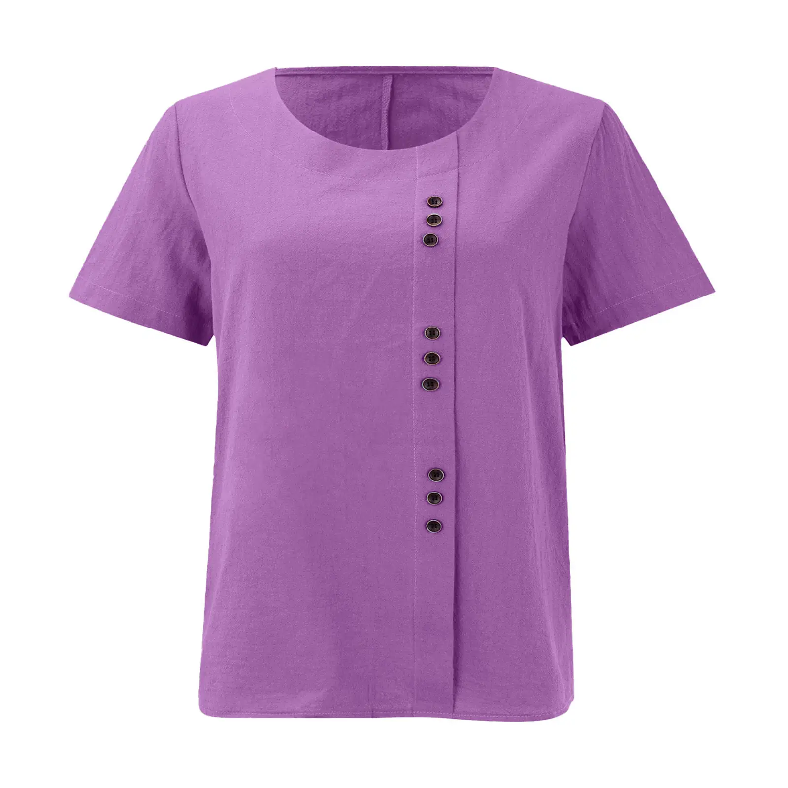 Green Cotton Linen T-Shirt Large Plus Size Casual — feature 30