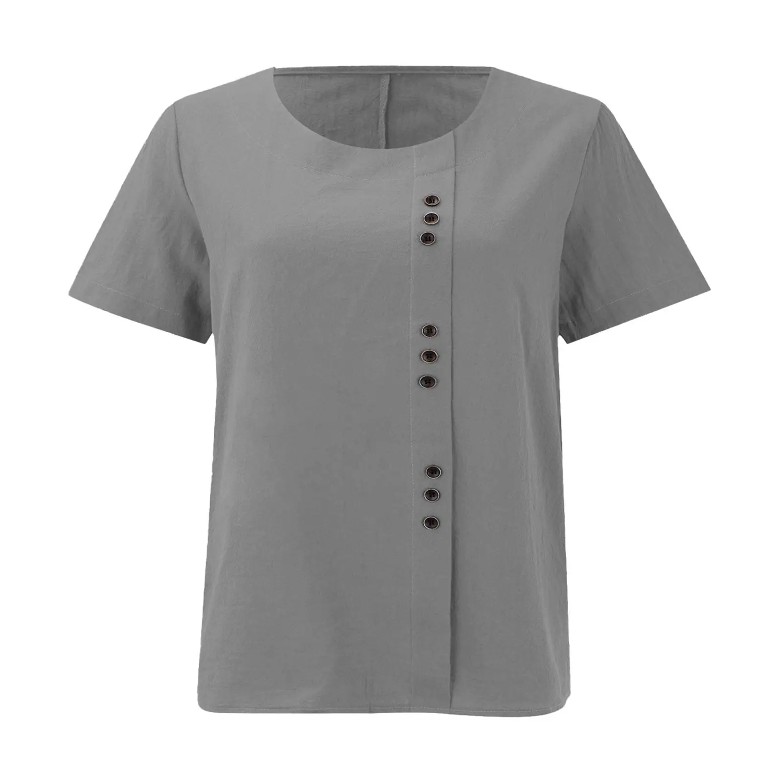 Green Cotton Linen T-Shirt Large Plus Size Casual — feature 31