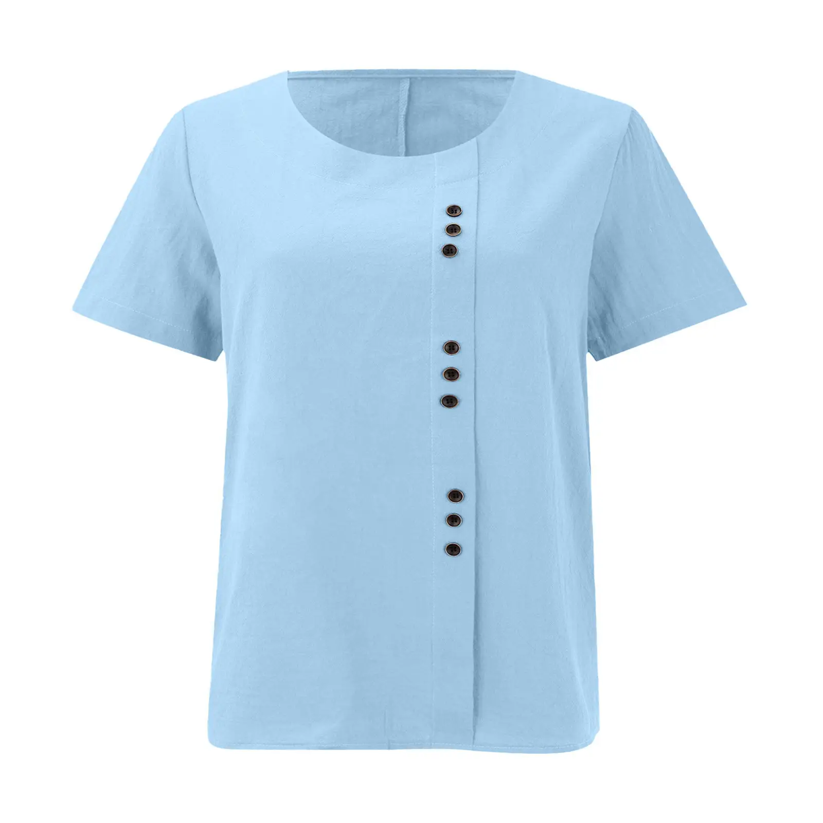 Green Cotton Linen T-Shirt Large Plus Size Casual — feature 32