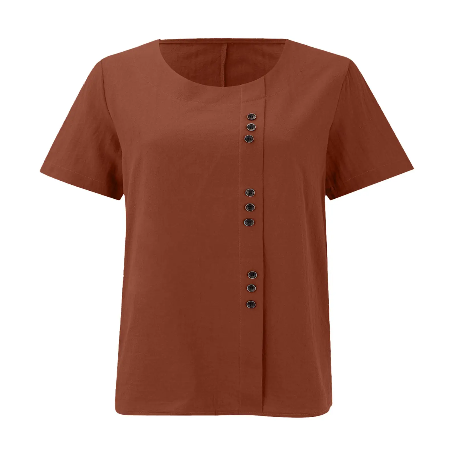 Green Cotton Linen T-Shirt Large Plus Size Casual — feature 33