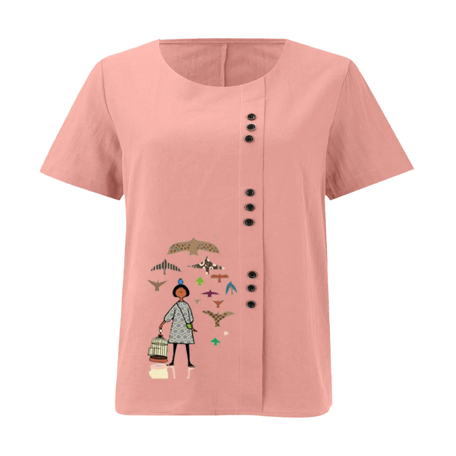 2025 Vintage Plus Size Cotton Linen T-Shirt - Image 23