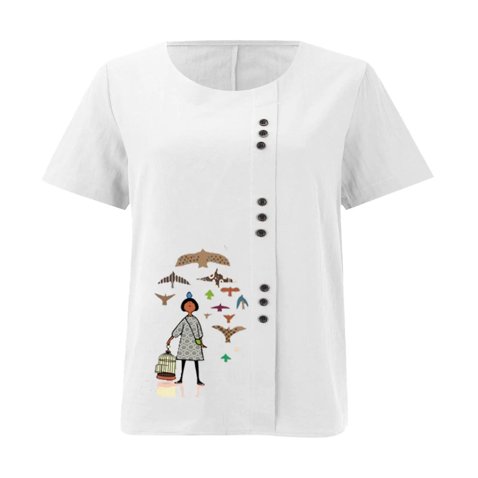 2025 Vintage Plus Size Cotton Linen T-Shirt — feature 16