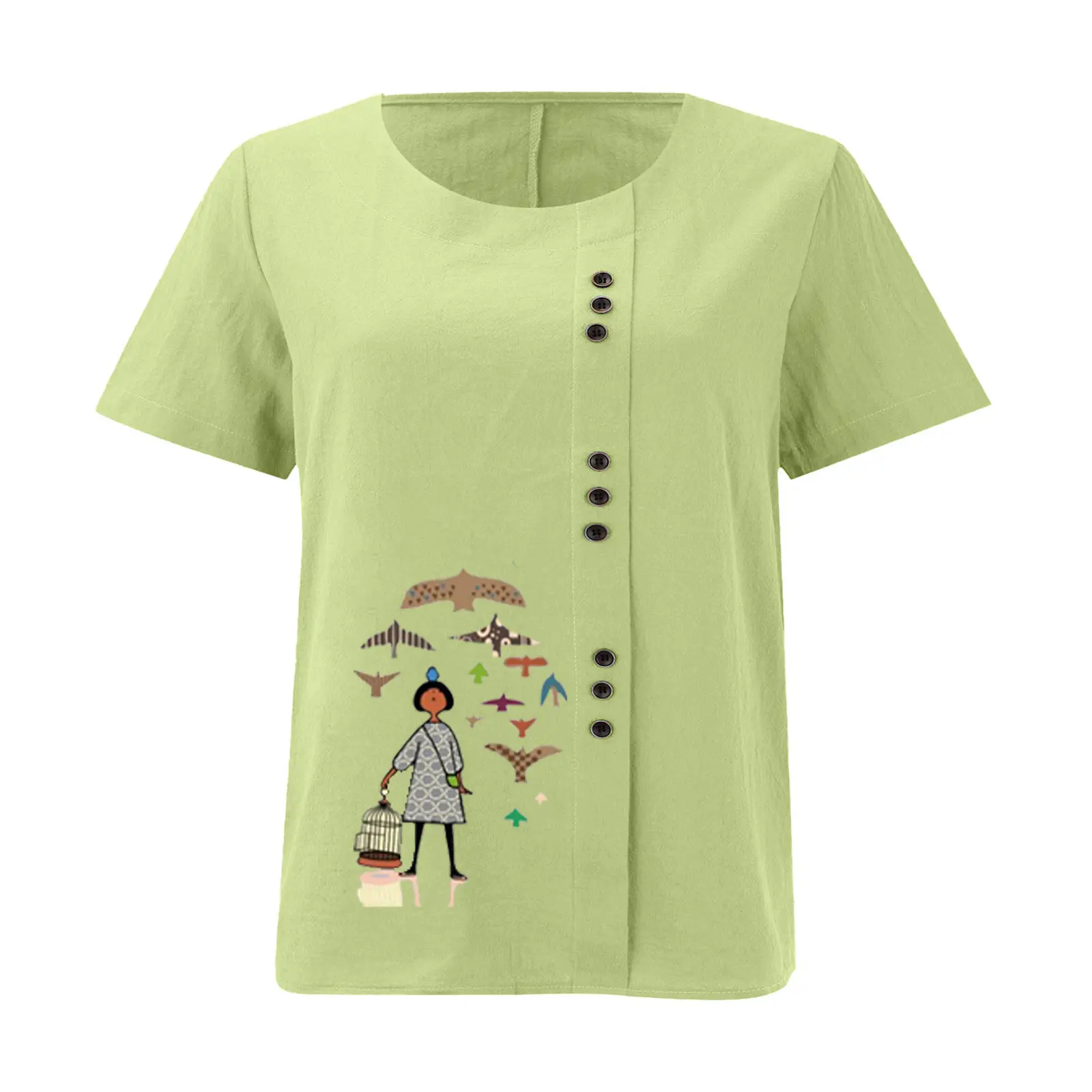 2025 Vintage Plus Size Cotton Linen T-Shirt — feature 17
