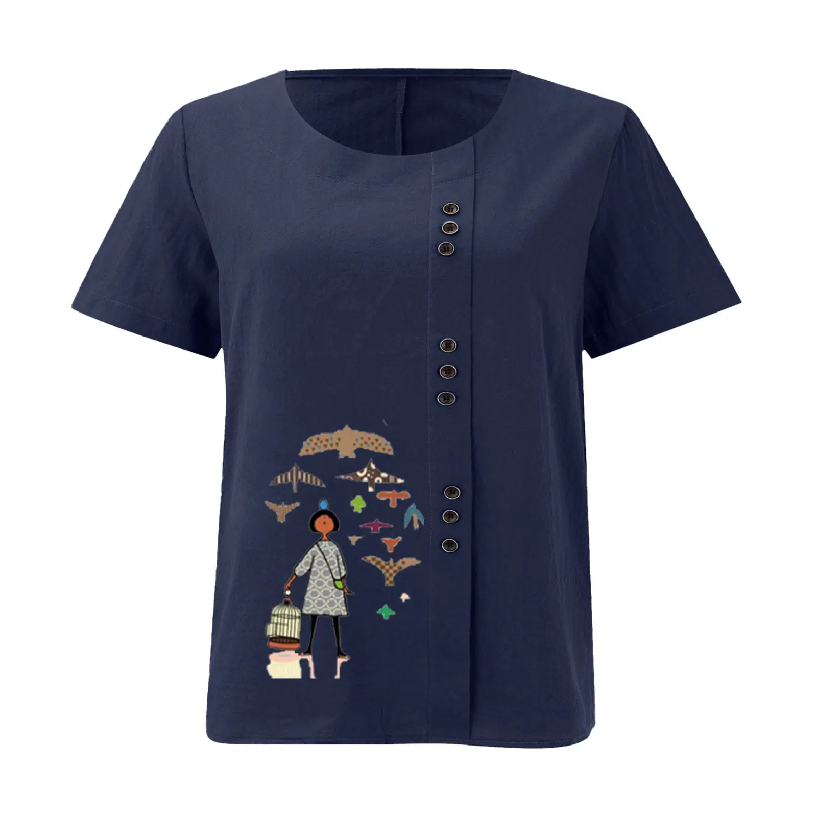 2025 Vintage Plus Size Cotton Linen T-Shirt — feature 18