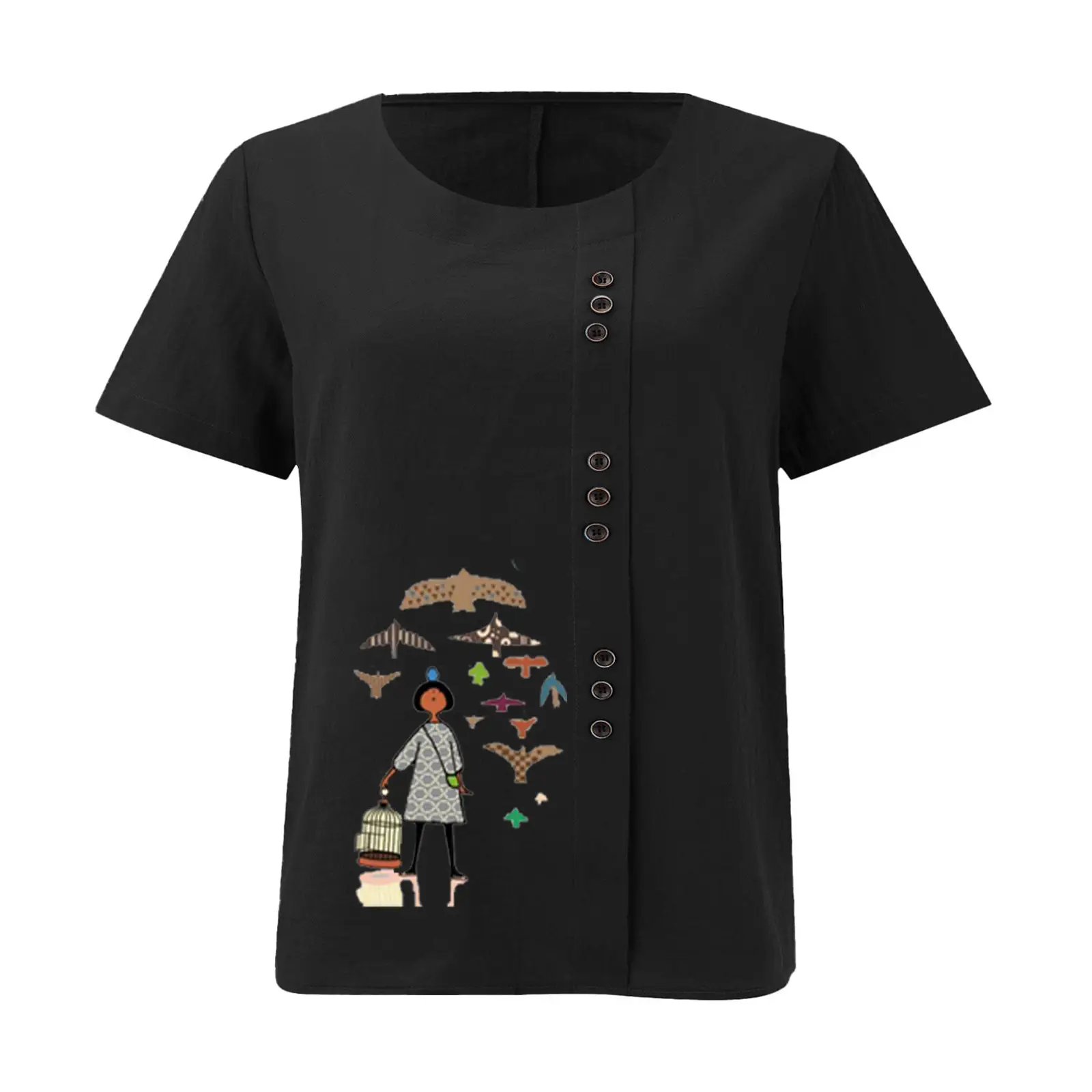 2025 Vintage Plus Size Cotton Linen T-Shirt — feature 20