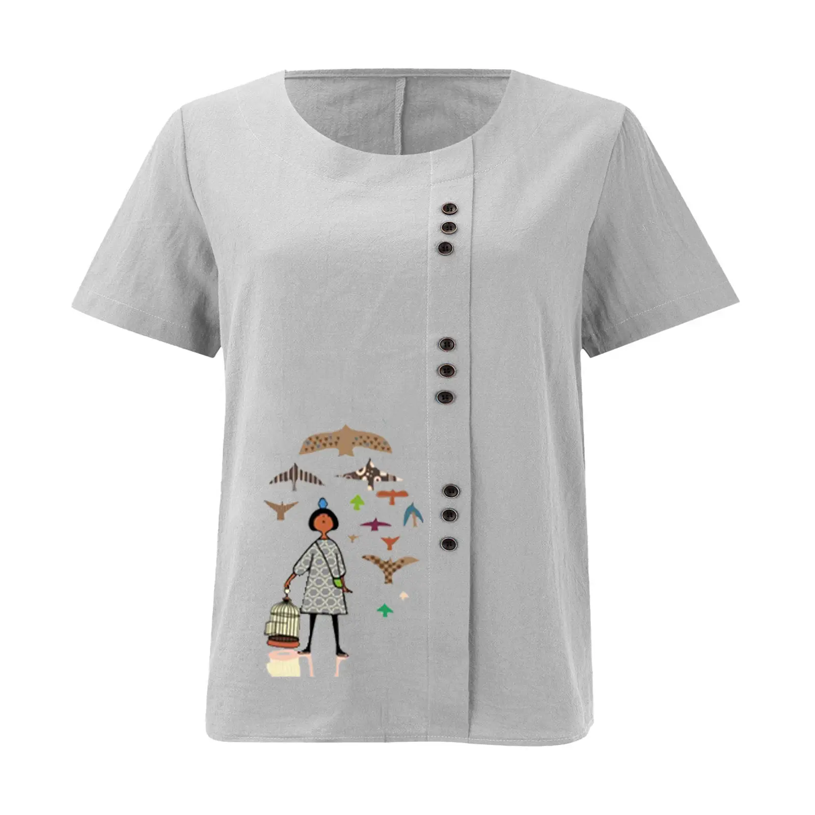 2025 Vintage Plus Size Cotton Linen T-Shirt — feature 21