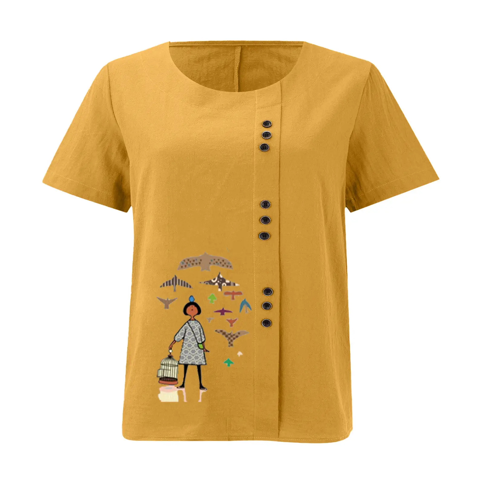 2025 Vintage Plus Size Cotton Linen T-Shirt — feature 22