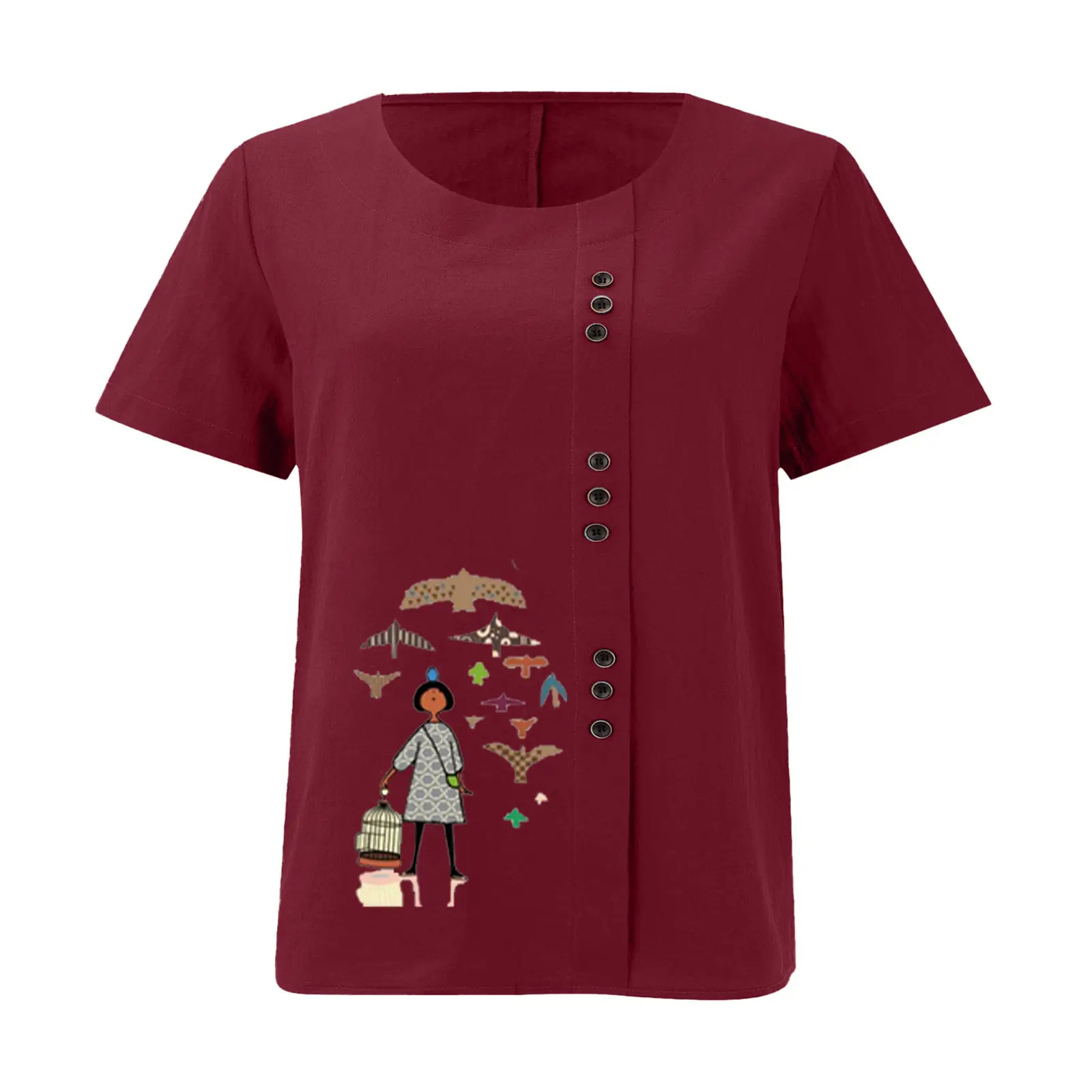 2025 Vintage Plus Size Cotton Linen T-Shirt — feature 23