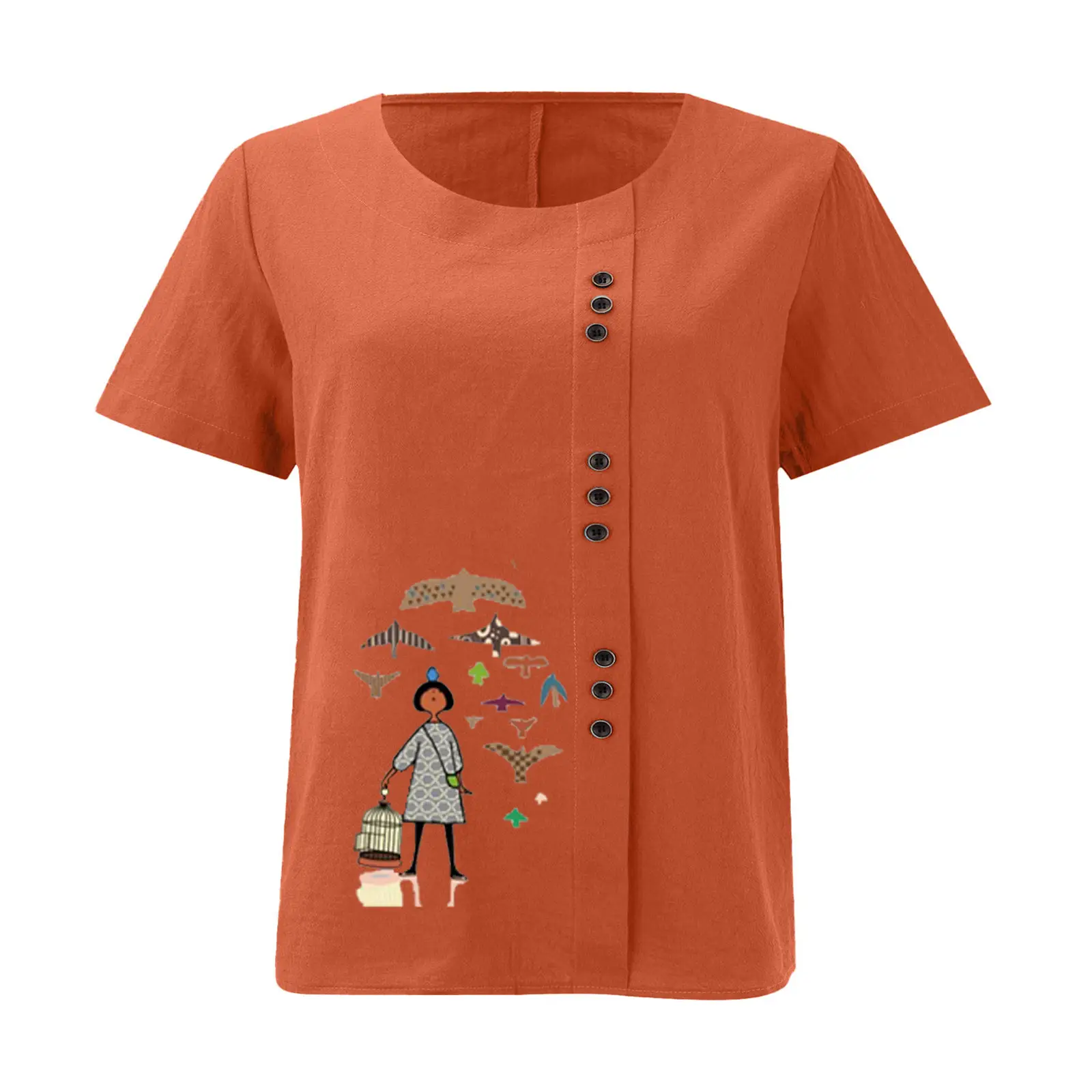 2025 Vintage Plus Size Cotton Linen T-Shirt — feature 24