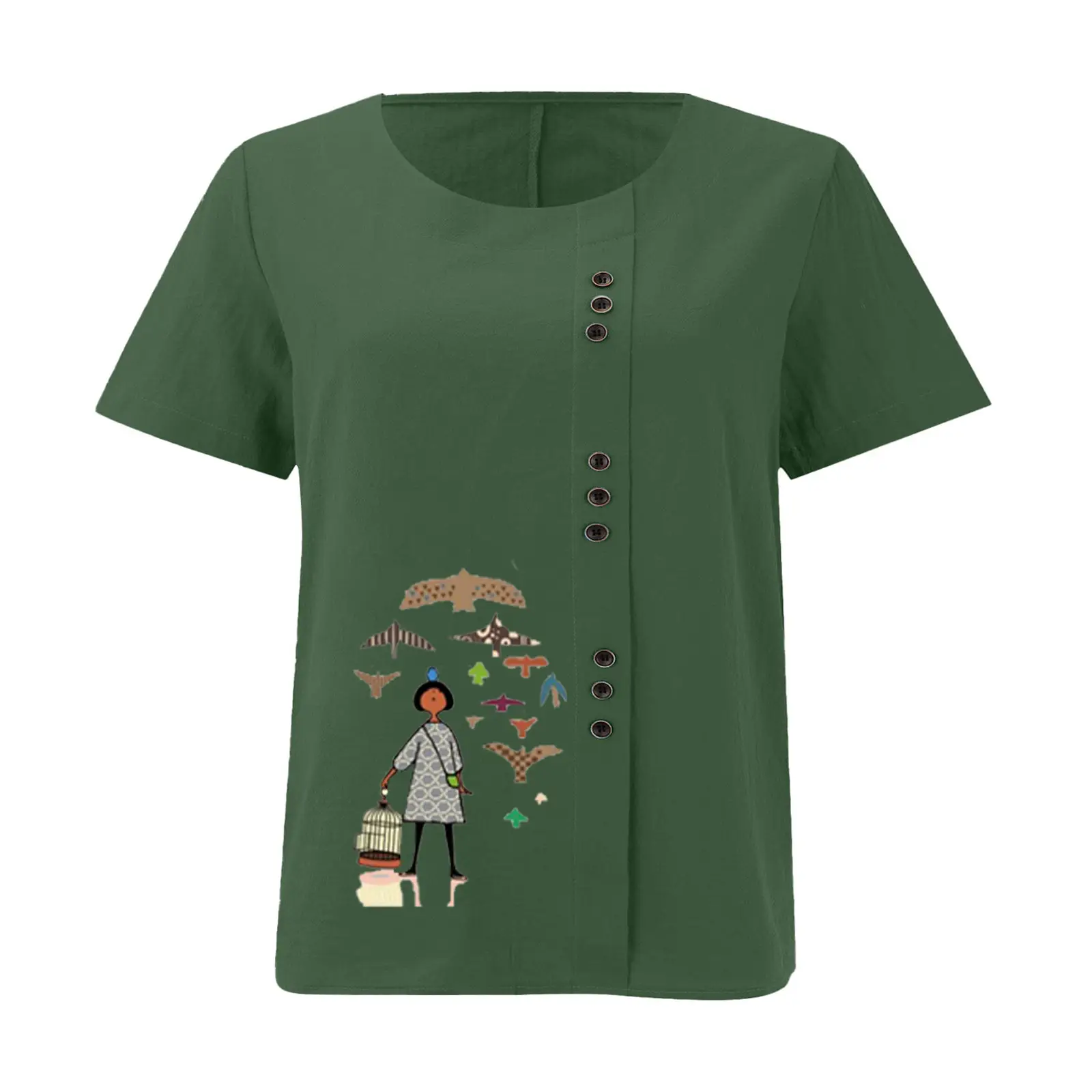 2025 Vintage Plus Size Cotton Linen T-Shirt — feature 25
