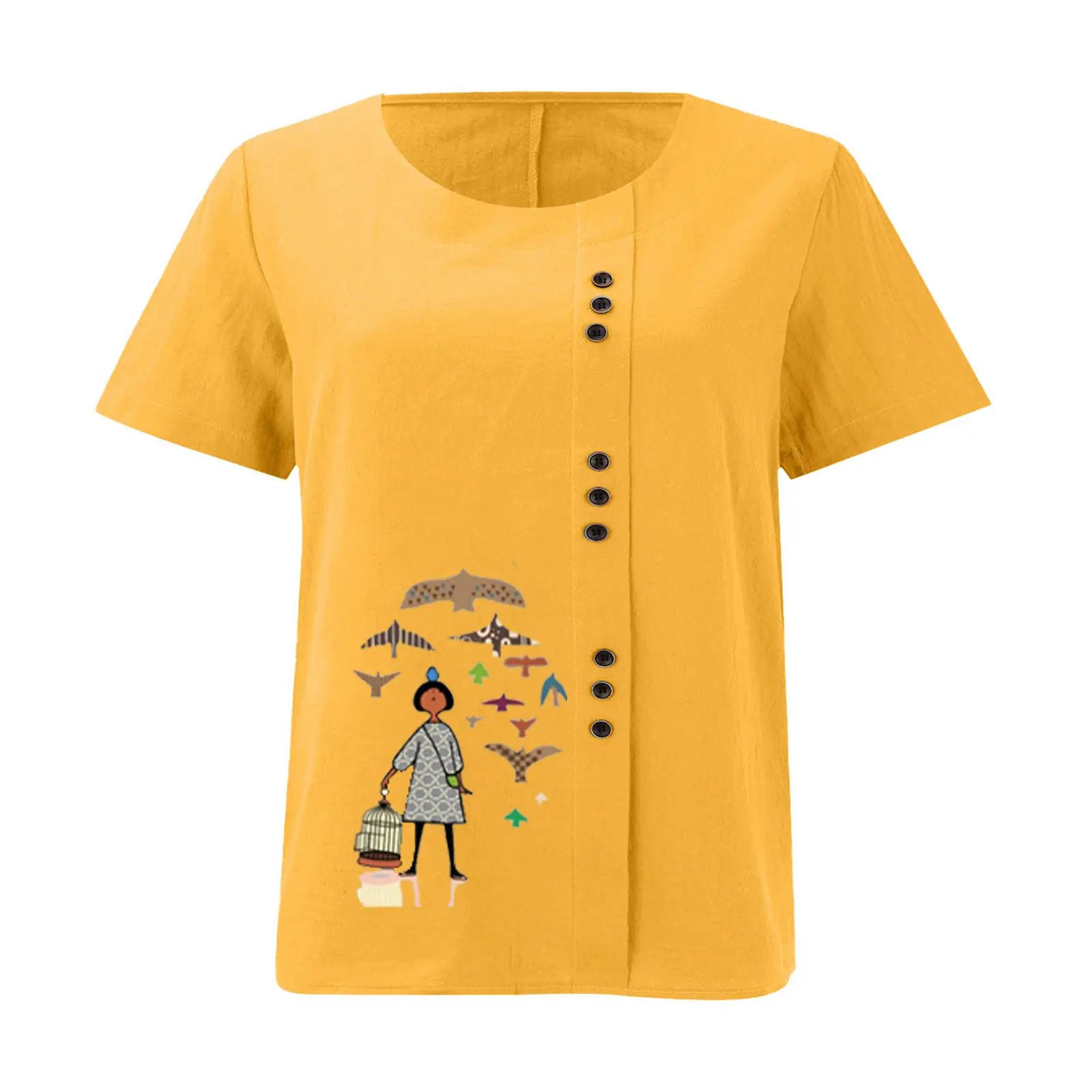 2025 Vintage Plus Size Cotton Linen T-Shirt — feature 26