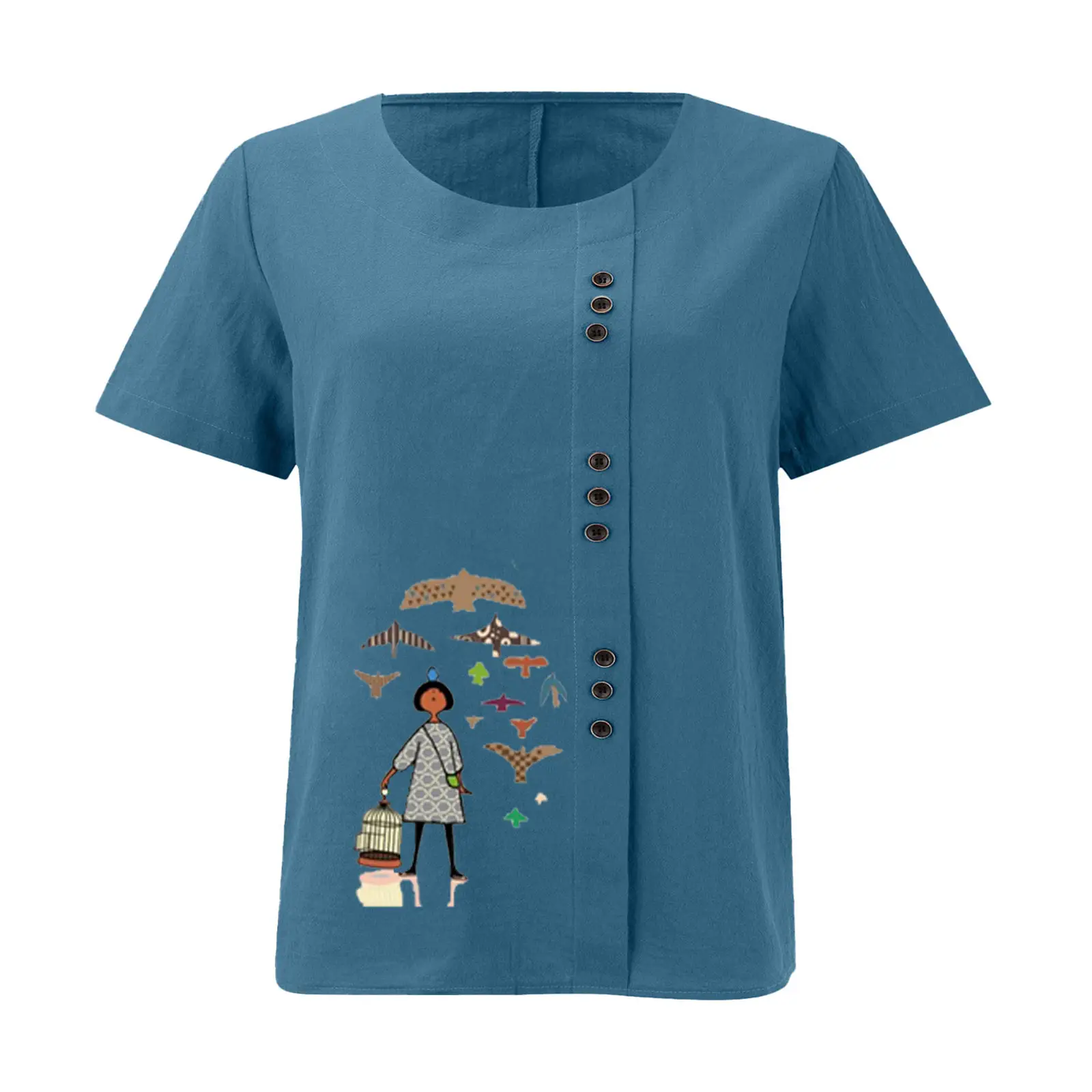 2025 Vintage Plus Size Cotton Linen T-Shirt — feature 28