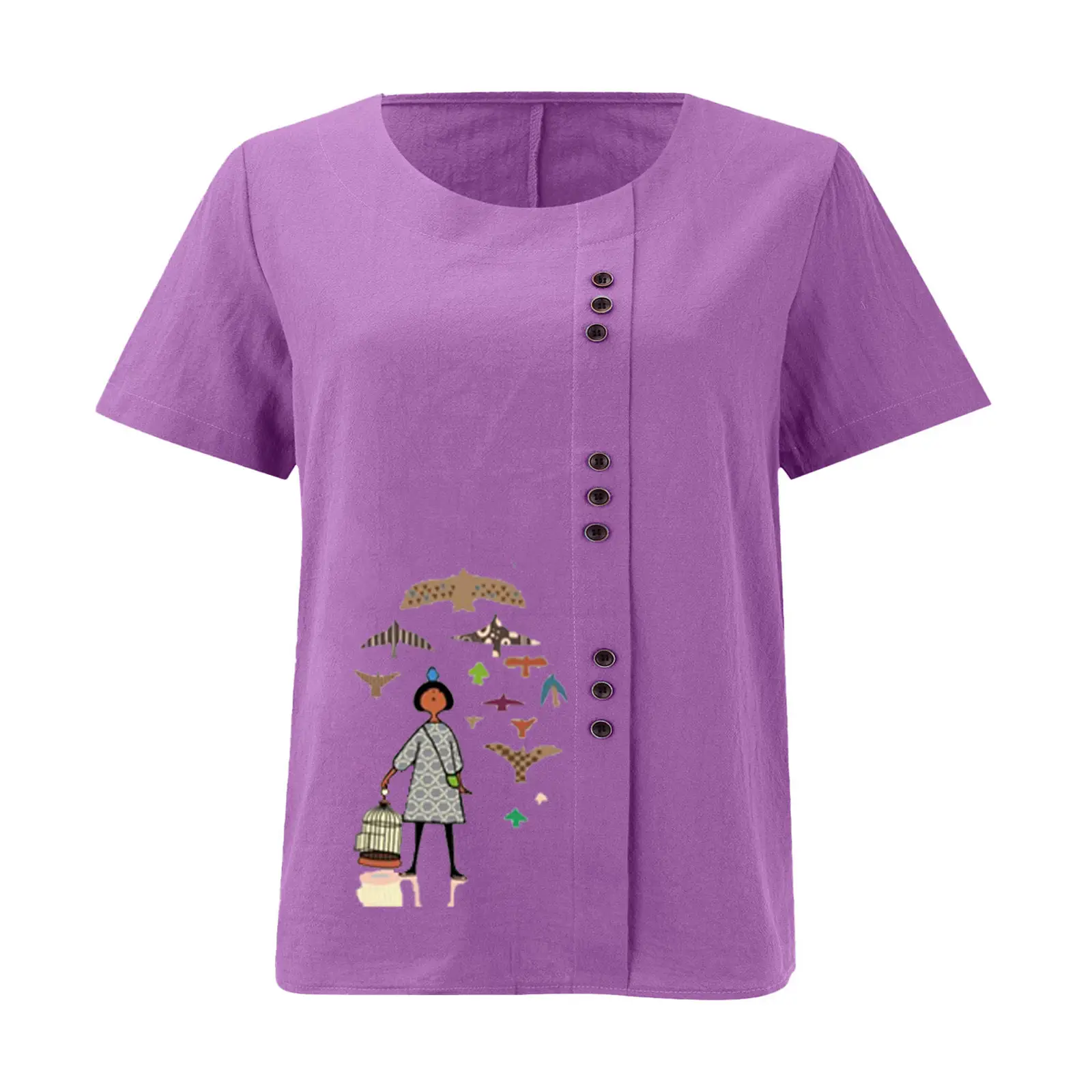 2025 Vintage Plus Size Cotton Linen T-Shirt — feature 30