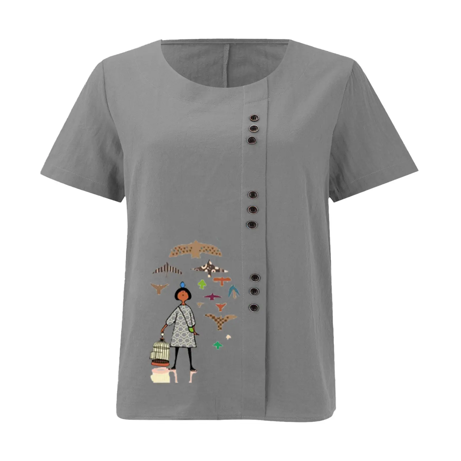 2025 Vintage Plus Size Cotton Linen T-Shirt — feature 31