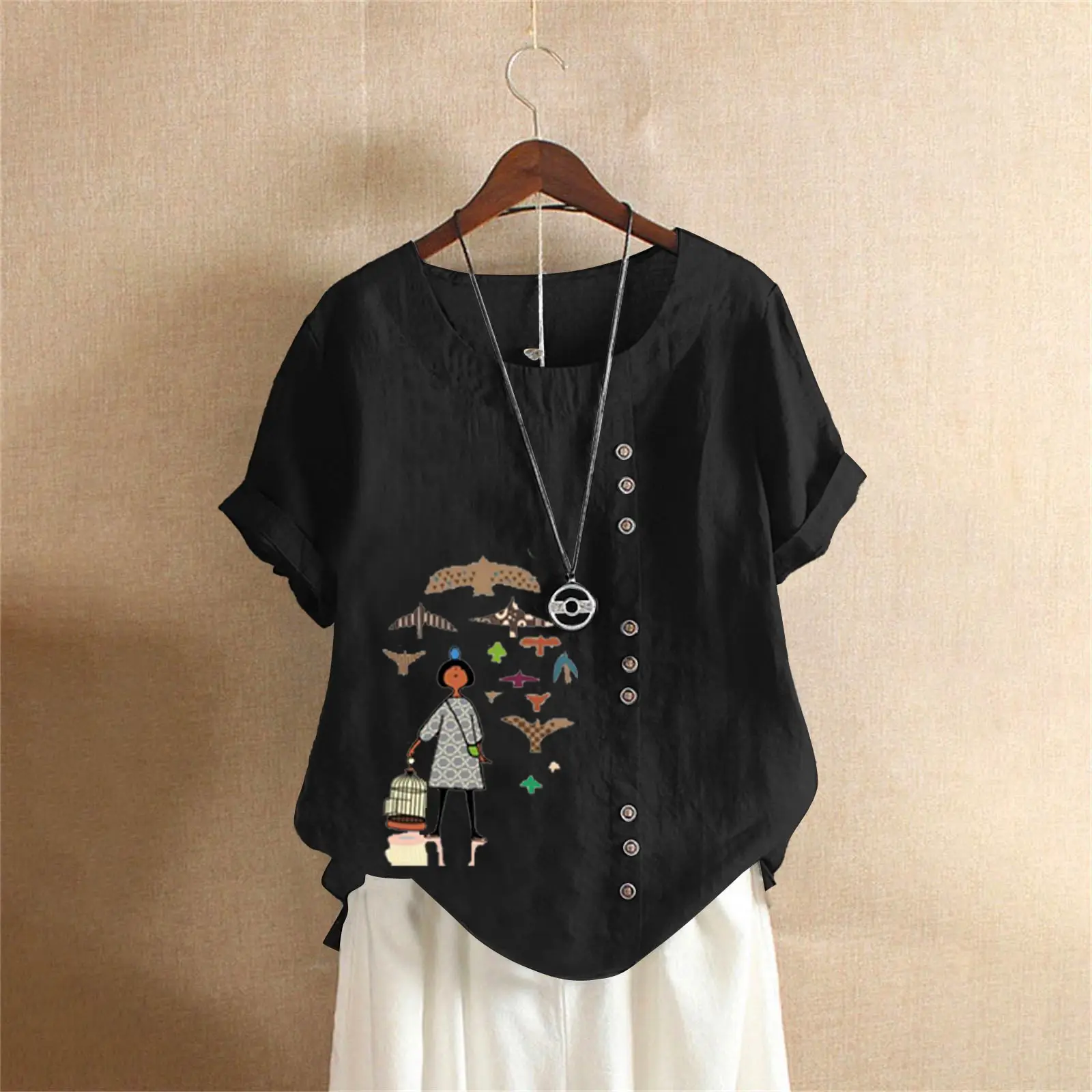 2025 Vintage Plus Size Cotton Linen T-Shirt - Image 17