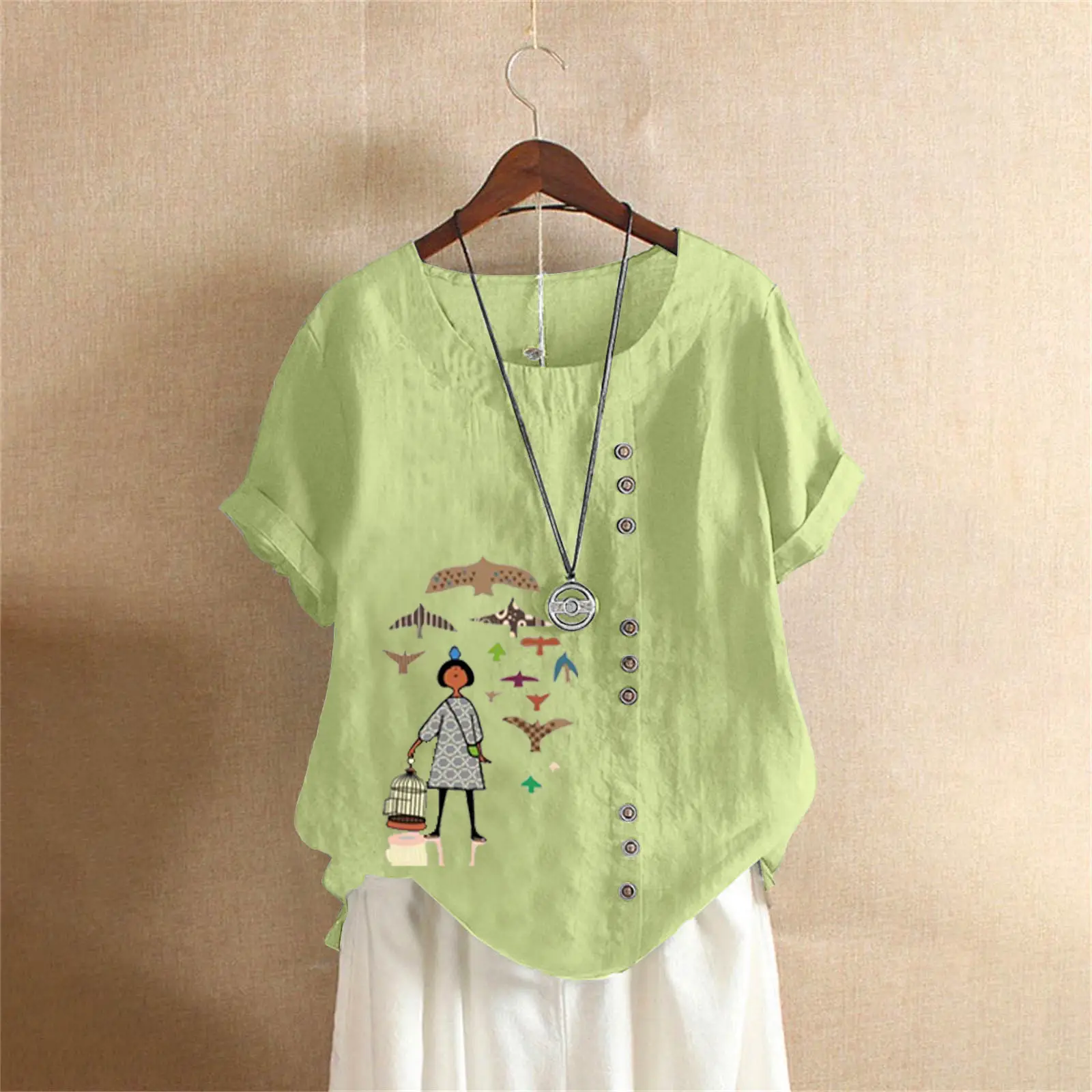 2025 Vintage Plus Size Cotton Linen T-Shirt - Image 4
