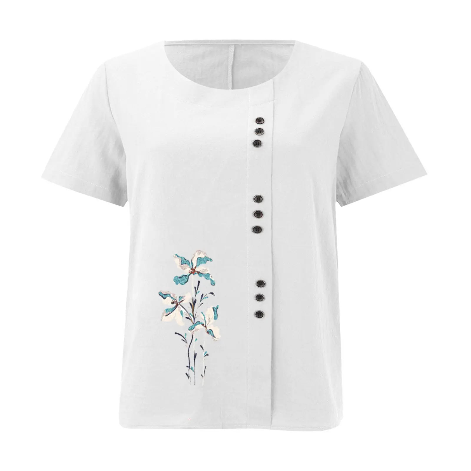 Women Yellow Floral Button Pullover T-Shirt 2025 — feature 13