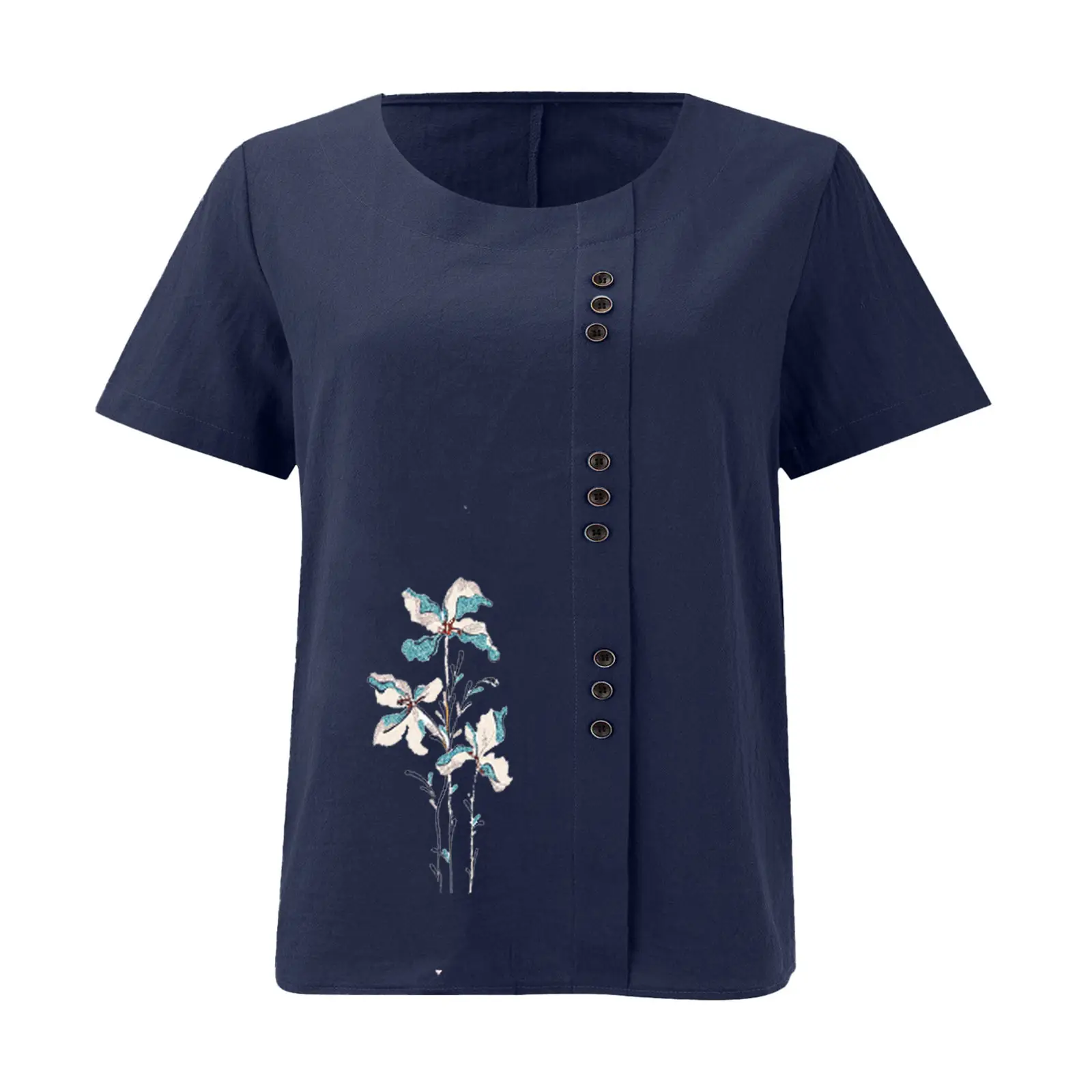 Women Yellow Floral Button Pullover T-Shirt 2025 — feature 15