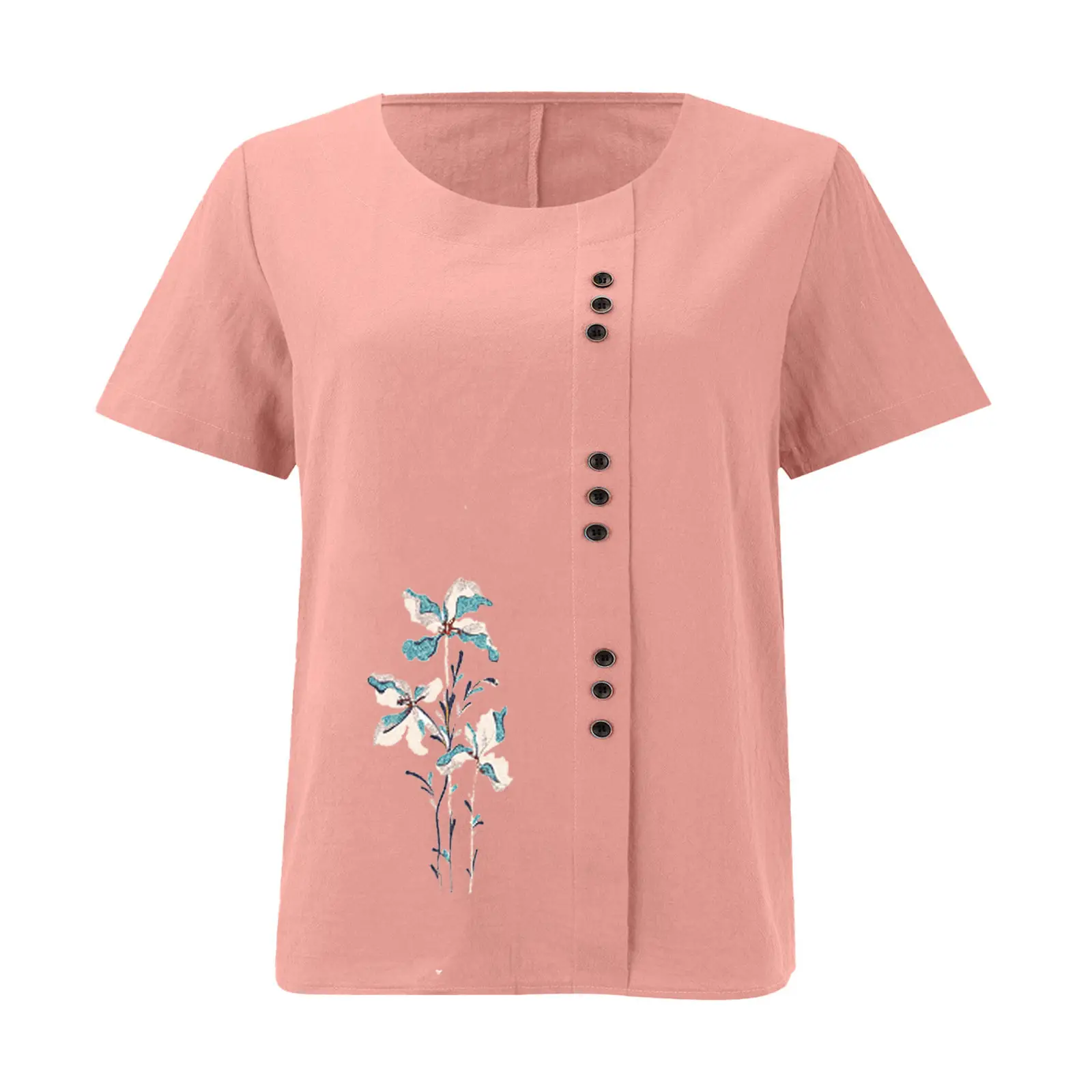 Women Yellow Floral Button Pullover T-Shirt 2025 — feature 16
