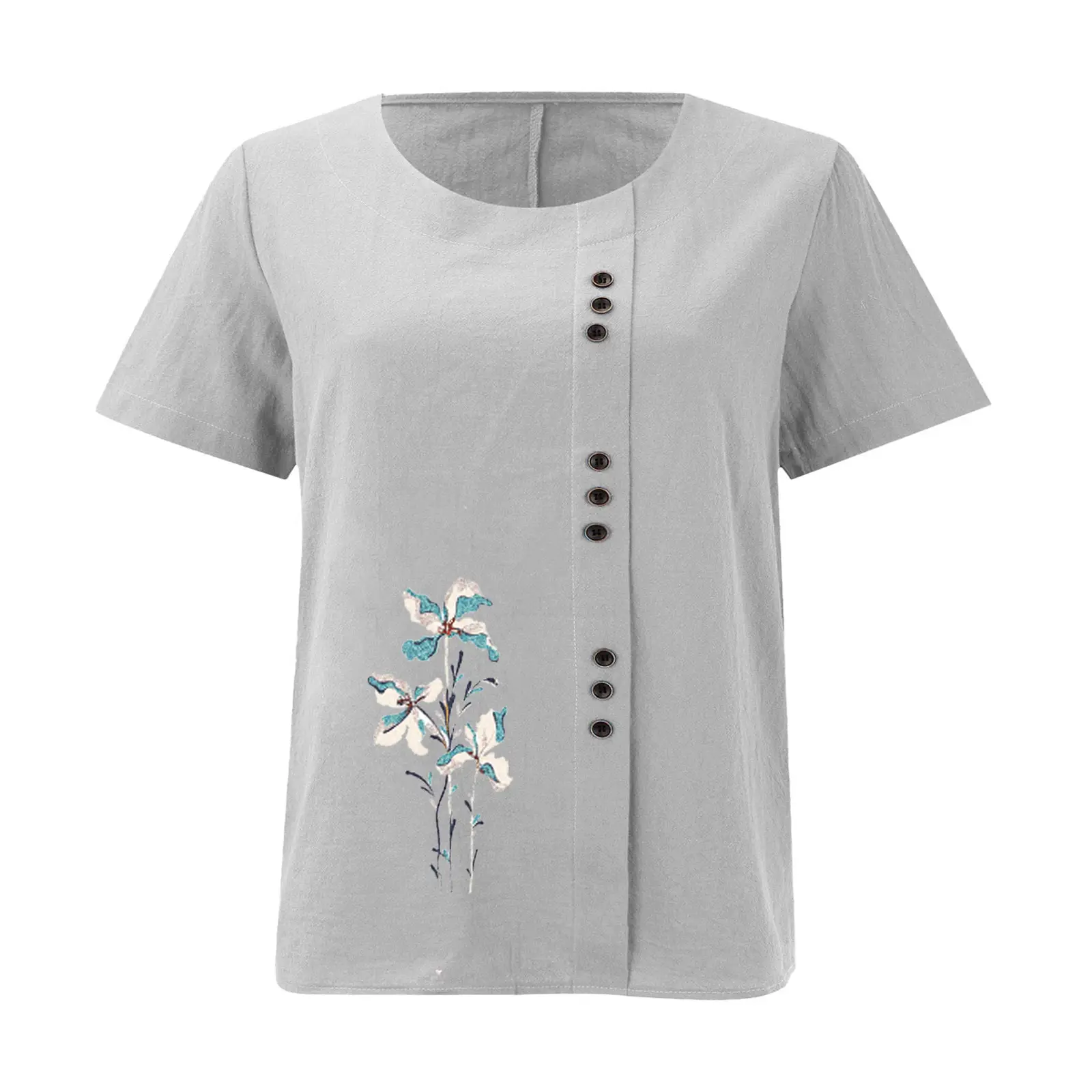 Women Yellow Floral Button Pullover T-Shirt 2025 — feature 18
