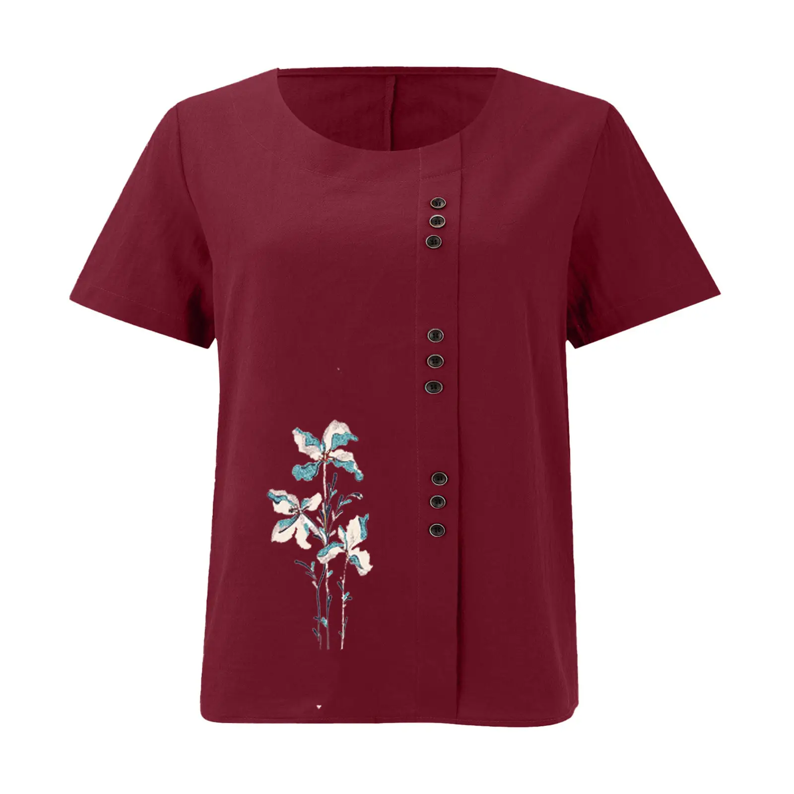 Women Yellow Floral Button Pullover T-Shirt 2025 — feature 20