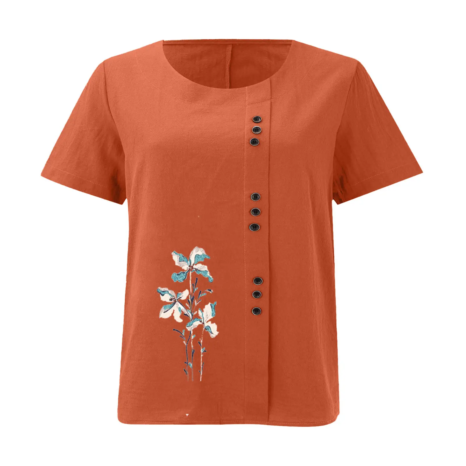 Women Yellow Floral Button Pullover T-Shirt 2025 — feature 21