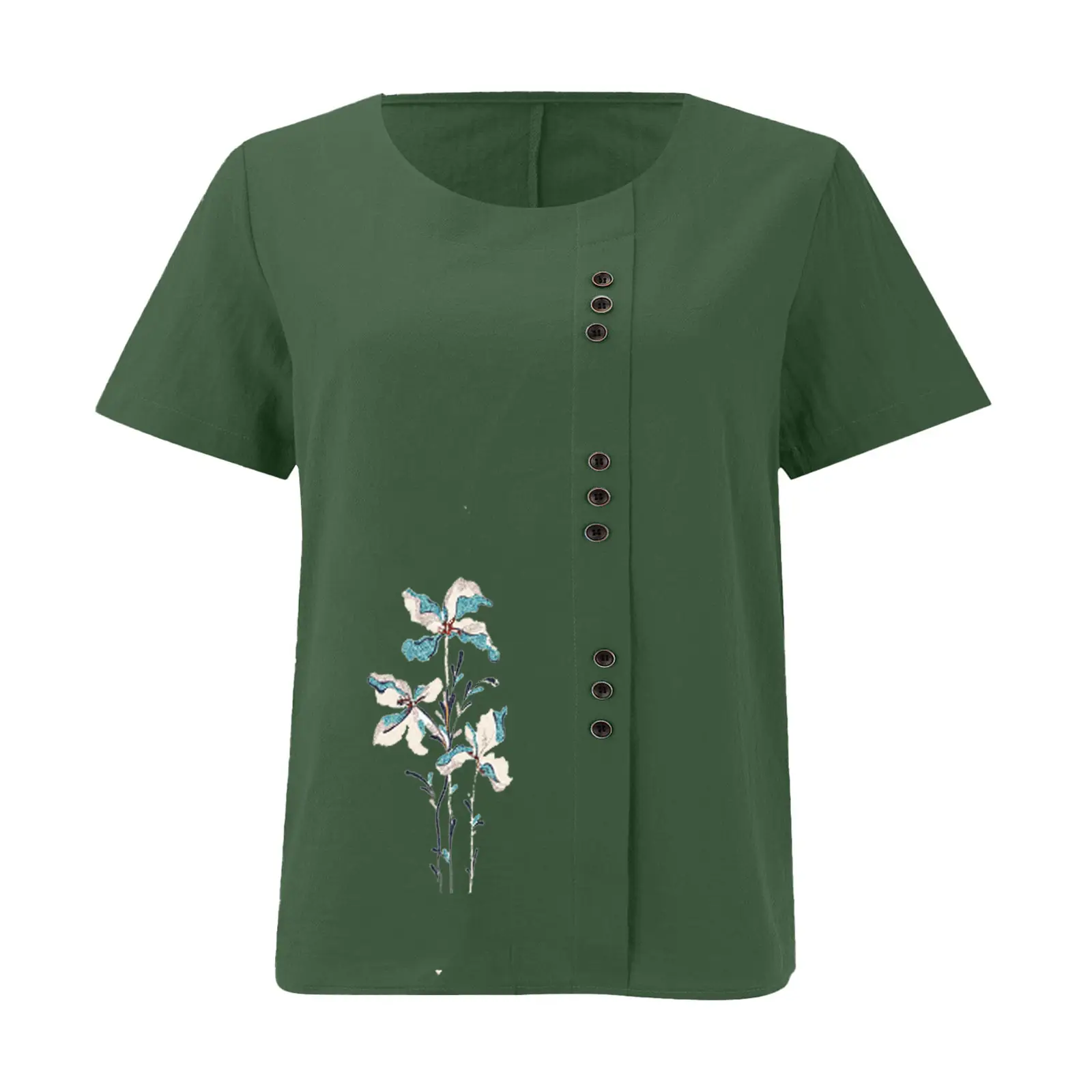 Women Yellow Floral Button Pullover T-Shirt 2025 — feature 22