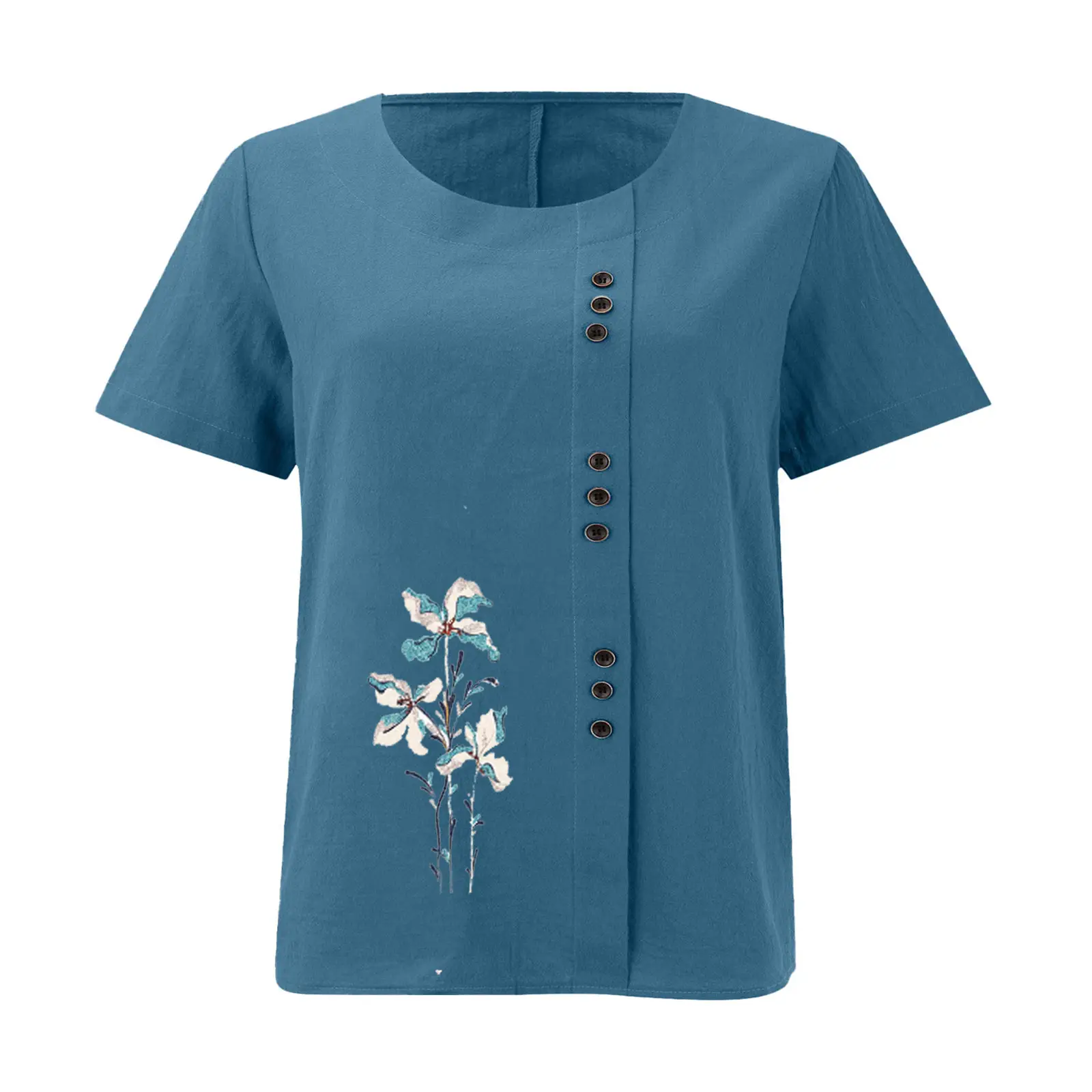 Women Yellow Floral Button Pullover T-Shirt 2025 — feature 25