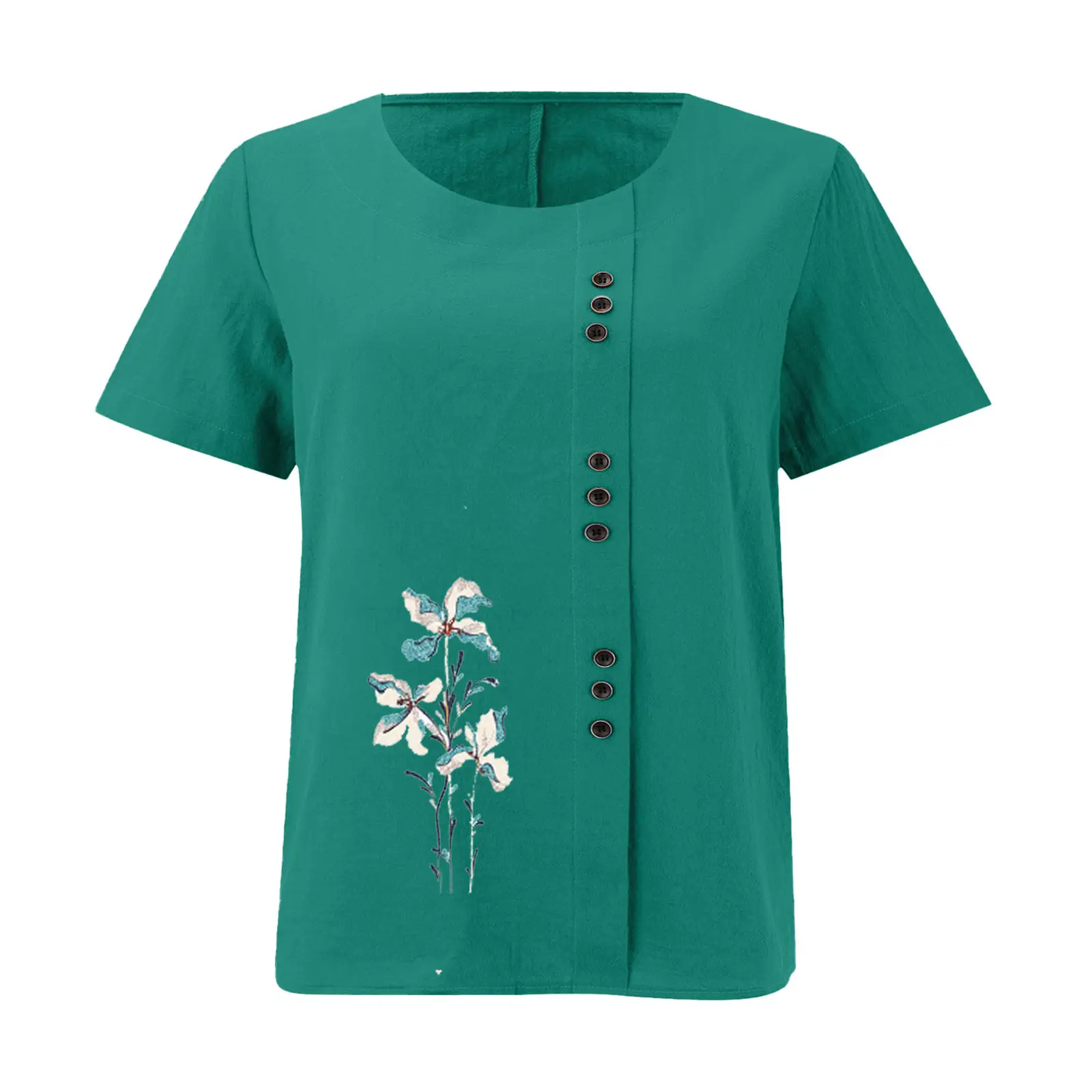 Women Yellow Floral Button Pullover T-Shirt 2025 — feature 26